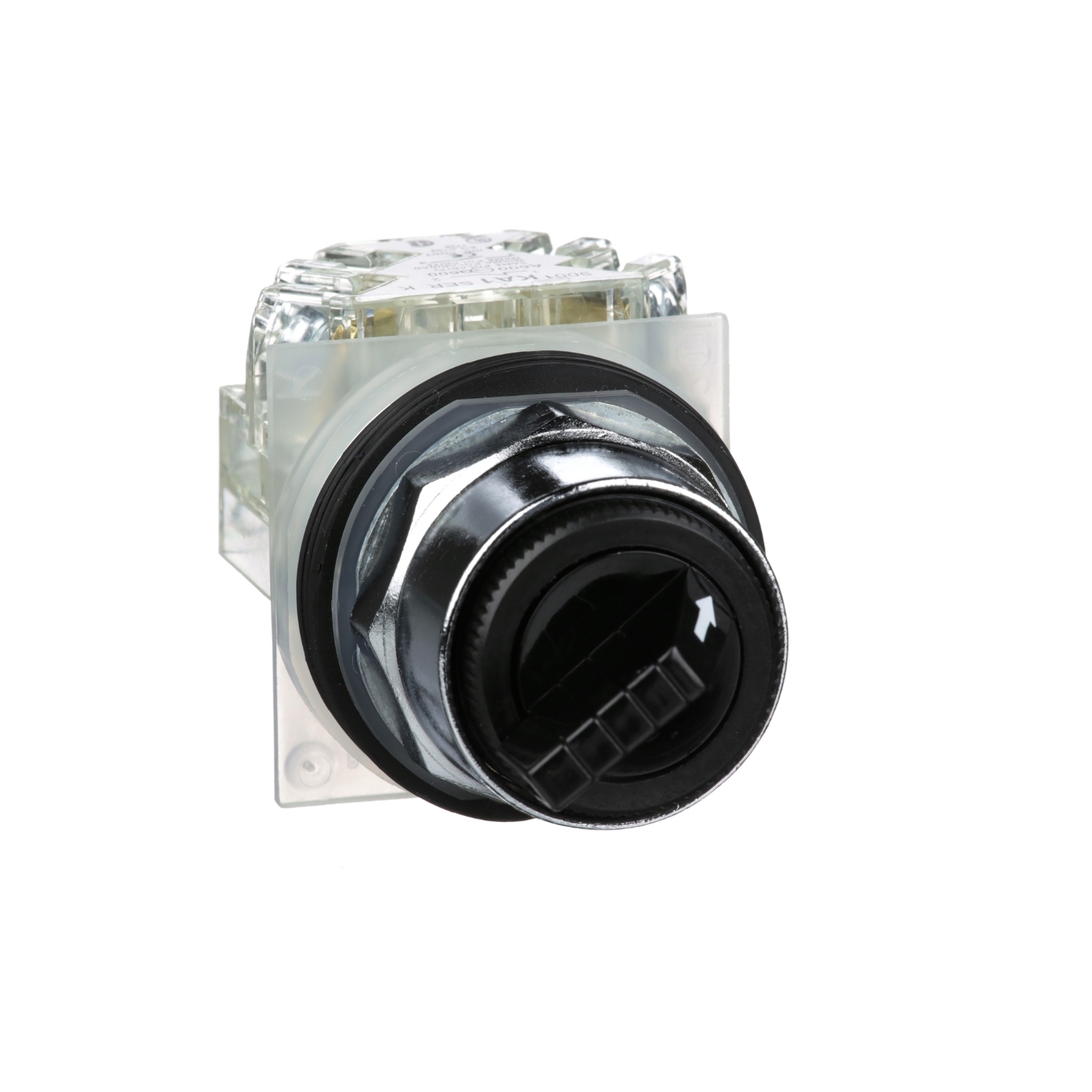 30mm Push Button, Type K, selector switch, 2 position, black knob, 1NO and 1 NC