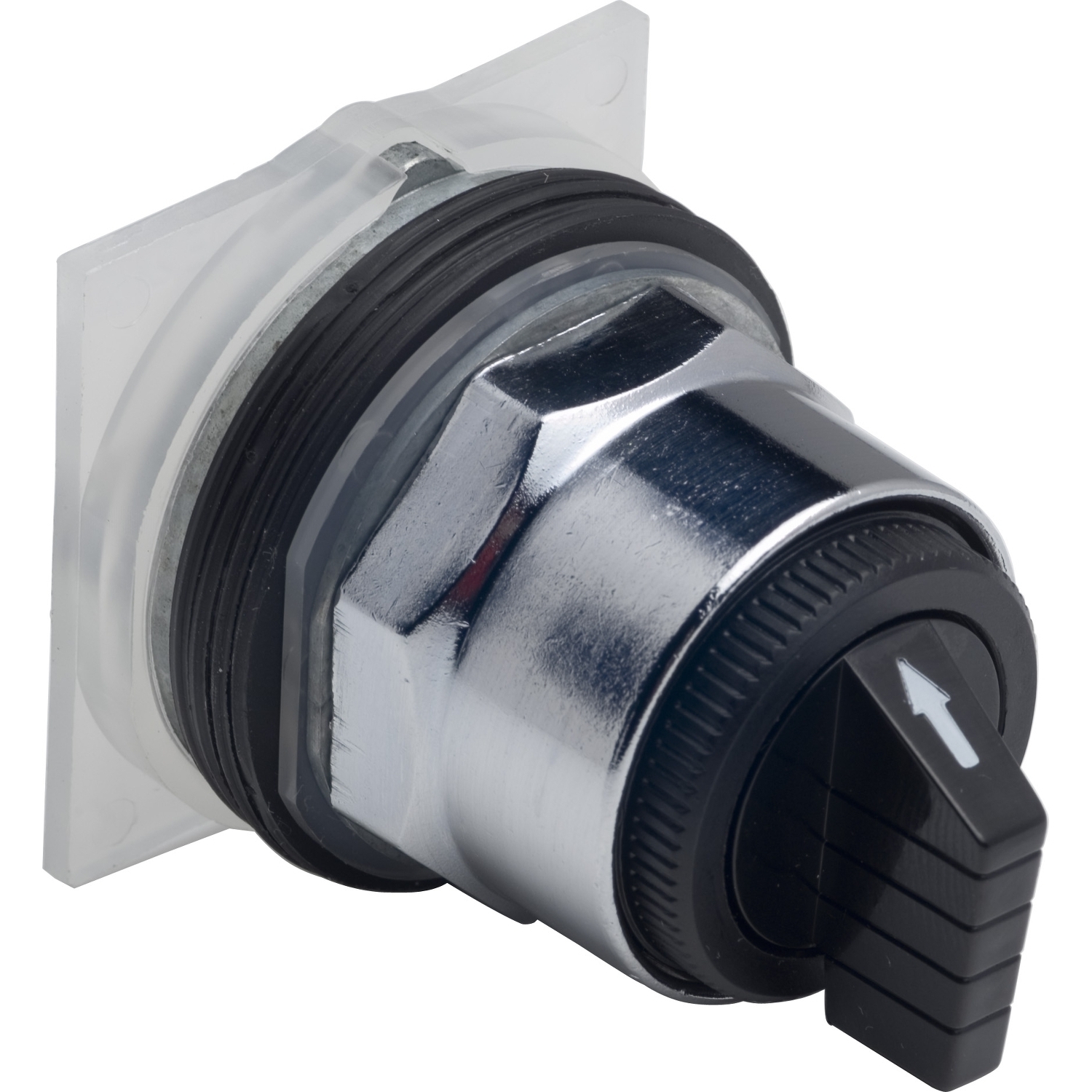 Selector switch head, Harmony 9001K, metal, standard handle, black, 30mm, 3 positions, stay put