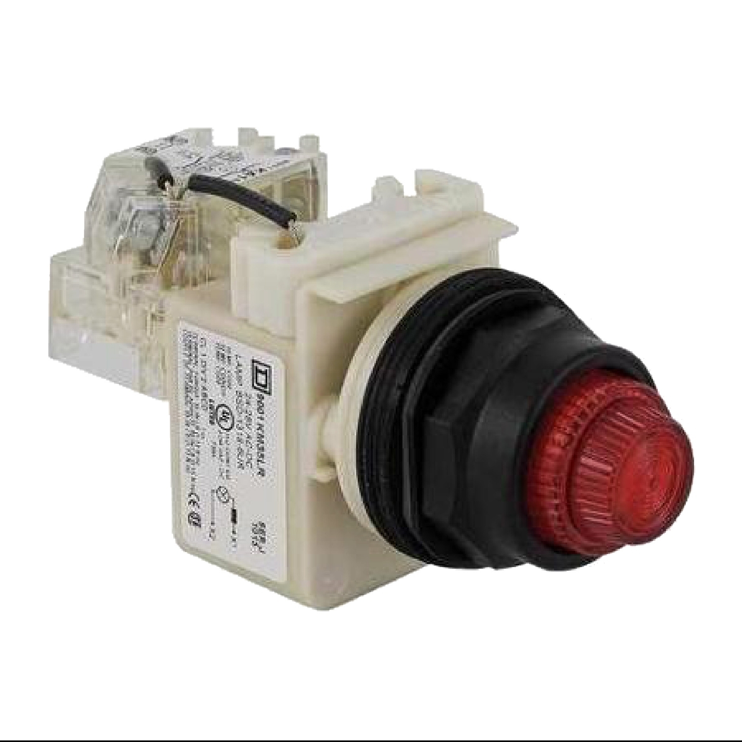 Push-to-test pilot light, Harmony 9001K, metal, polycarbonate, fresnel, red, 30mm, LED red, 24-28V