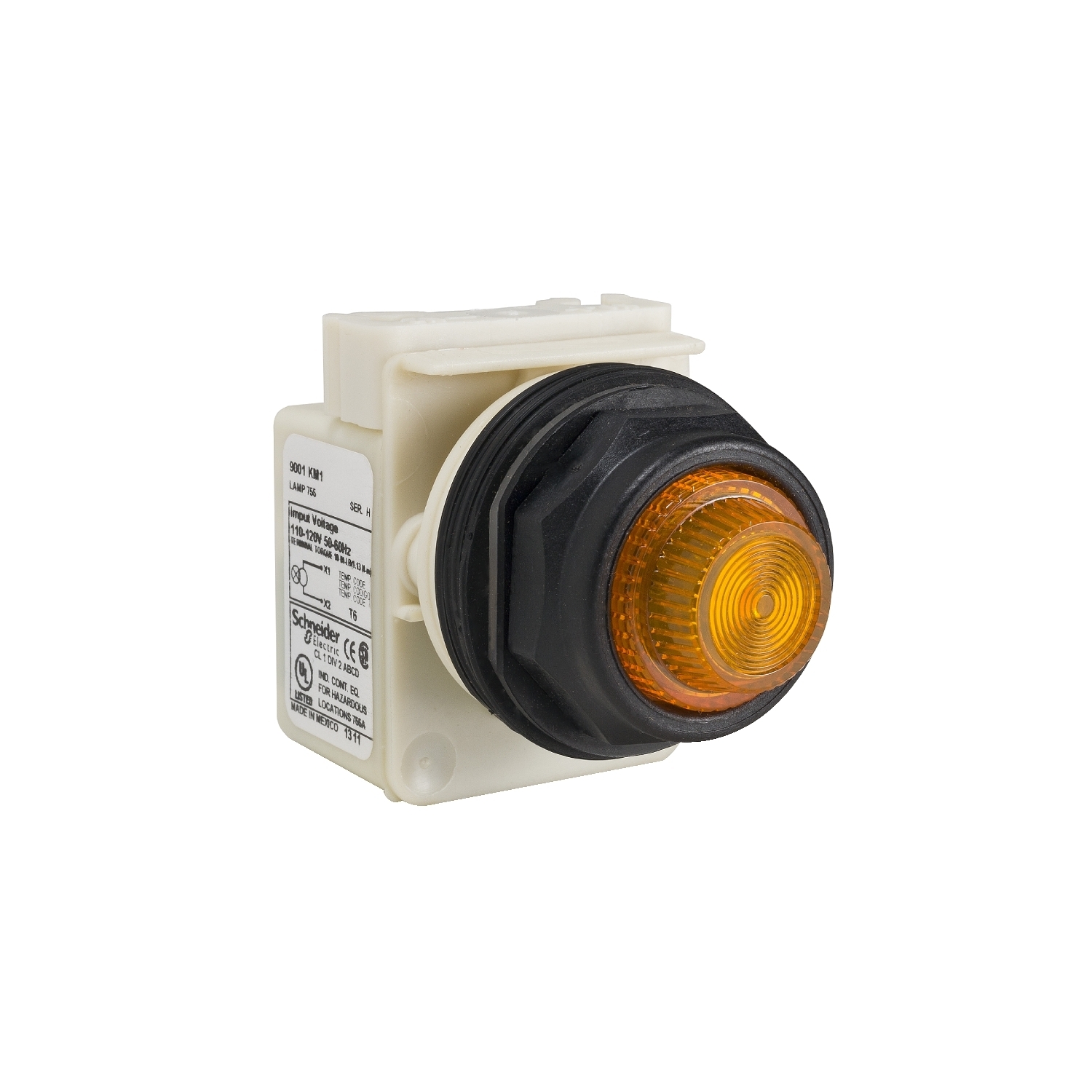 Pilot light, Harmony 9001SK, plastic, polycarbonate, fresnel lens, amber, 30mm, 110...120V