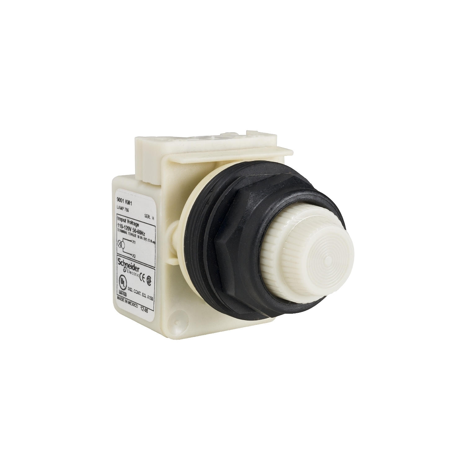 Pilot light, Harmony 9001SK, plastic, polycarbonate, fresnel, white, 30mm, 110-120V