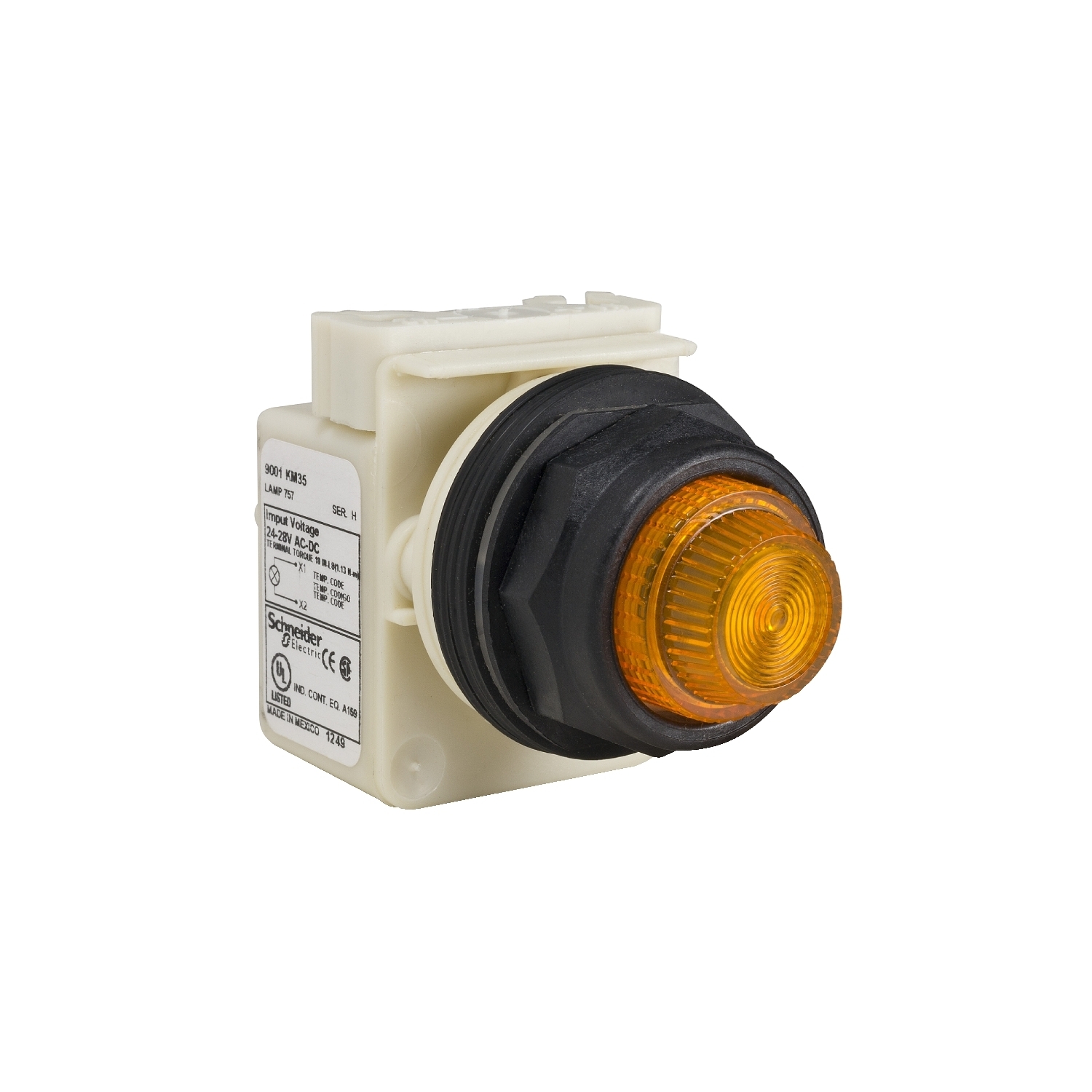 Pilot light, Harmony 9001SK, plastic, polycarbonate, fresnel lens, amber, 30mm, 24...28V