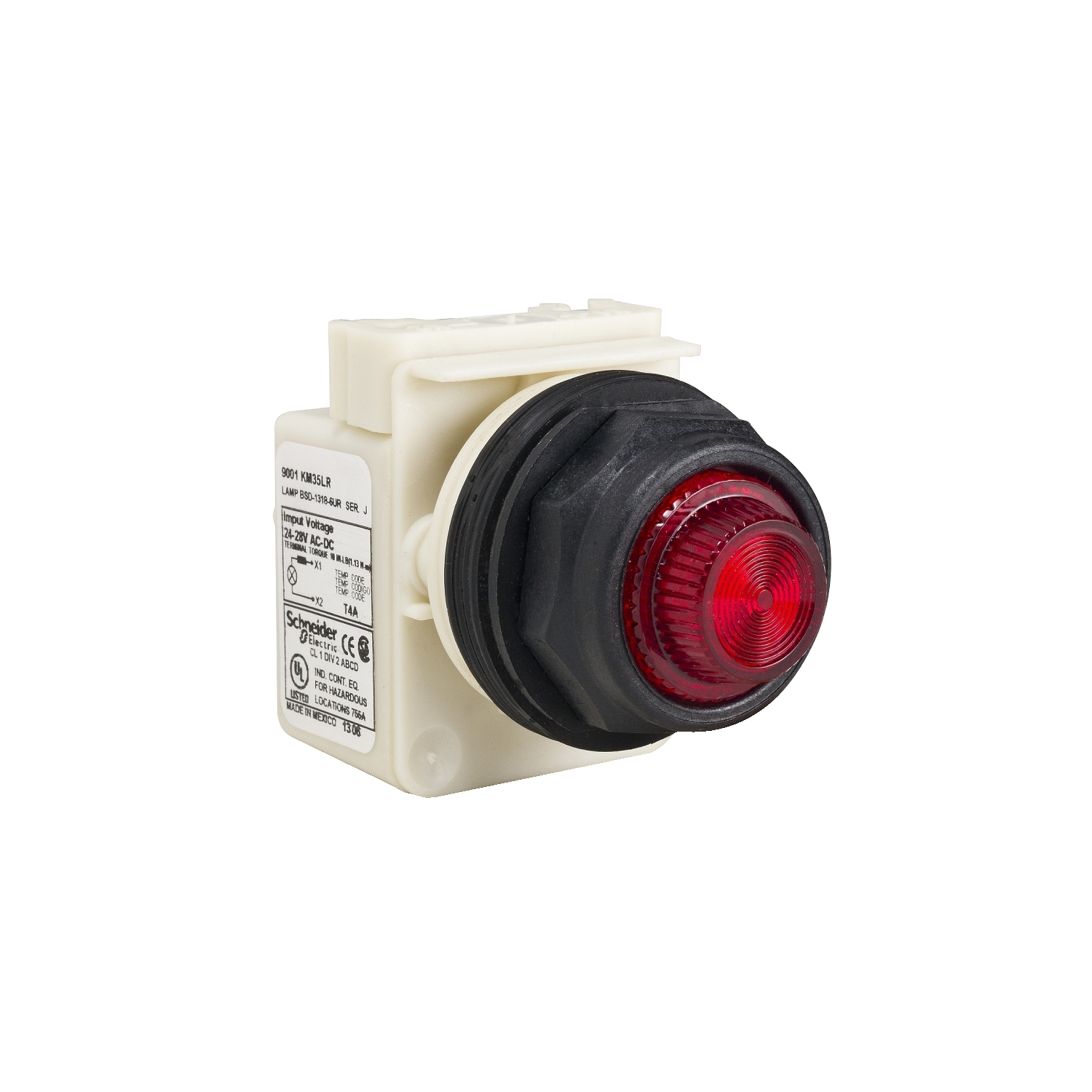 Pilot light, Harmony 9001SK, plastic, polycarbonate, fresnel lens, red, 30mm, LED red, 24...28V