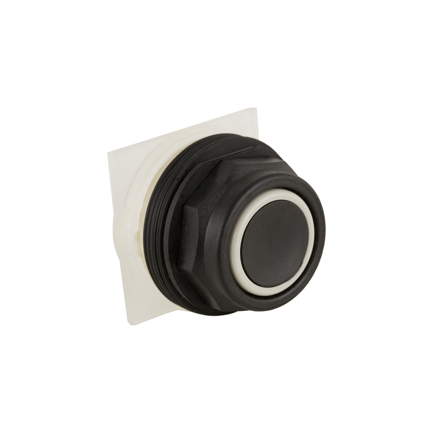 Push button head, Harmony 9001SK, plastic, flush, black, 30mm, spring return