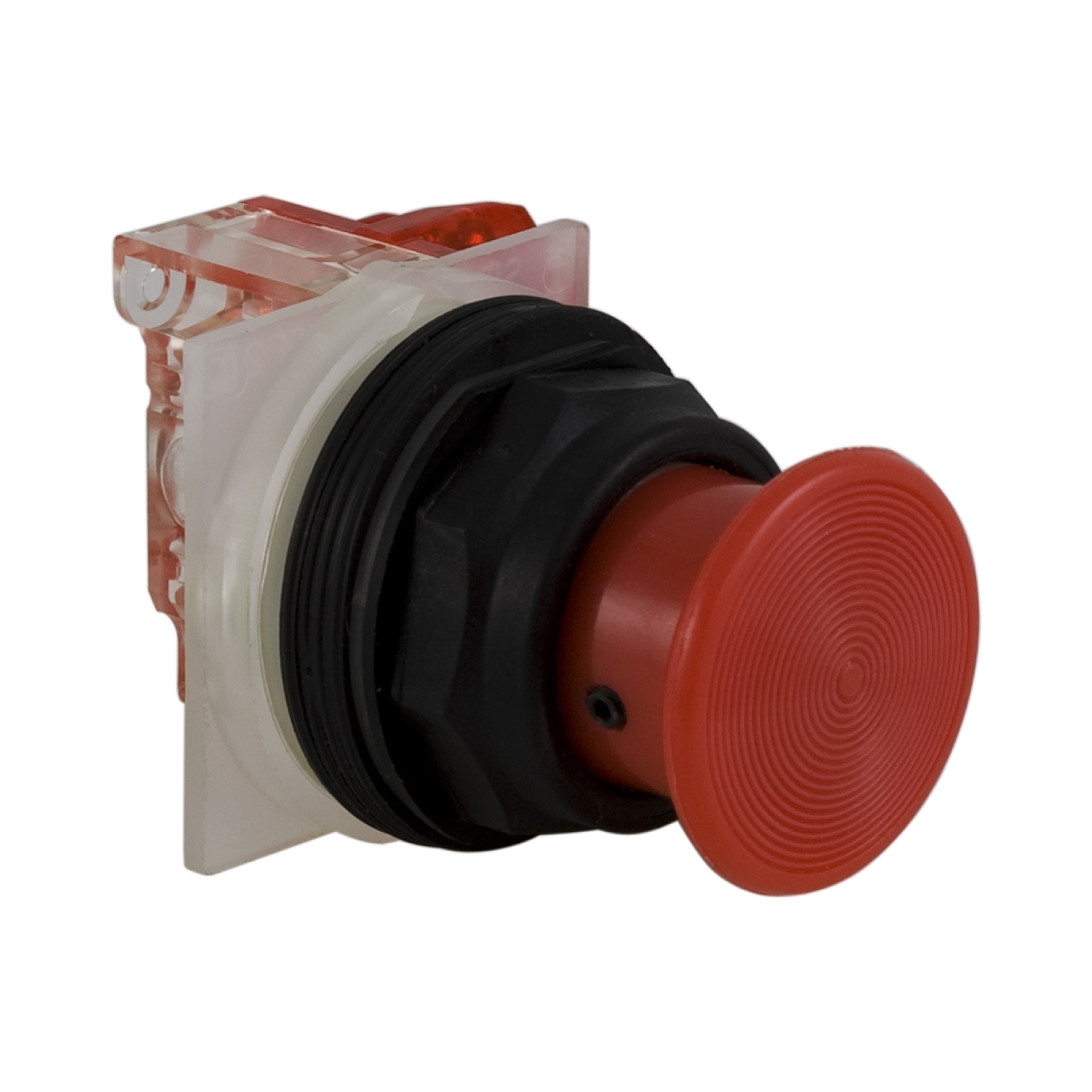 Push-button head, Harmony 9001SK, plastic, snap-in plastic mushroom 35mm, red, 30mm, spring return