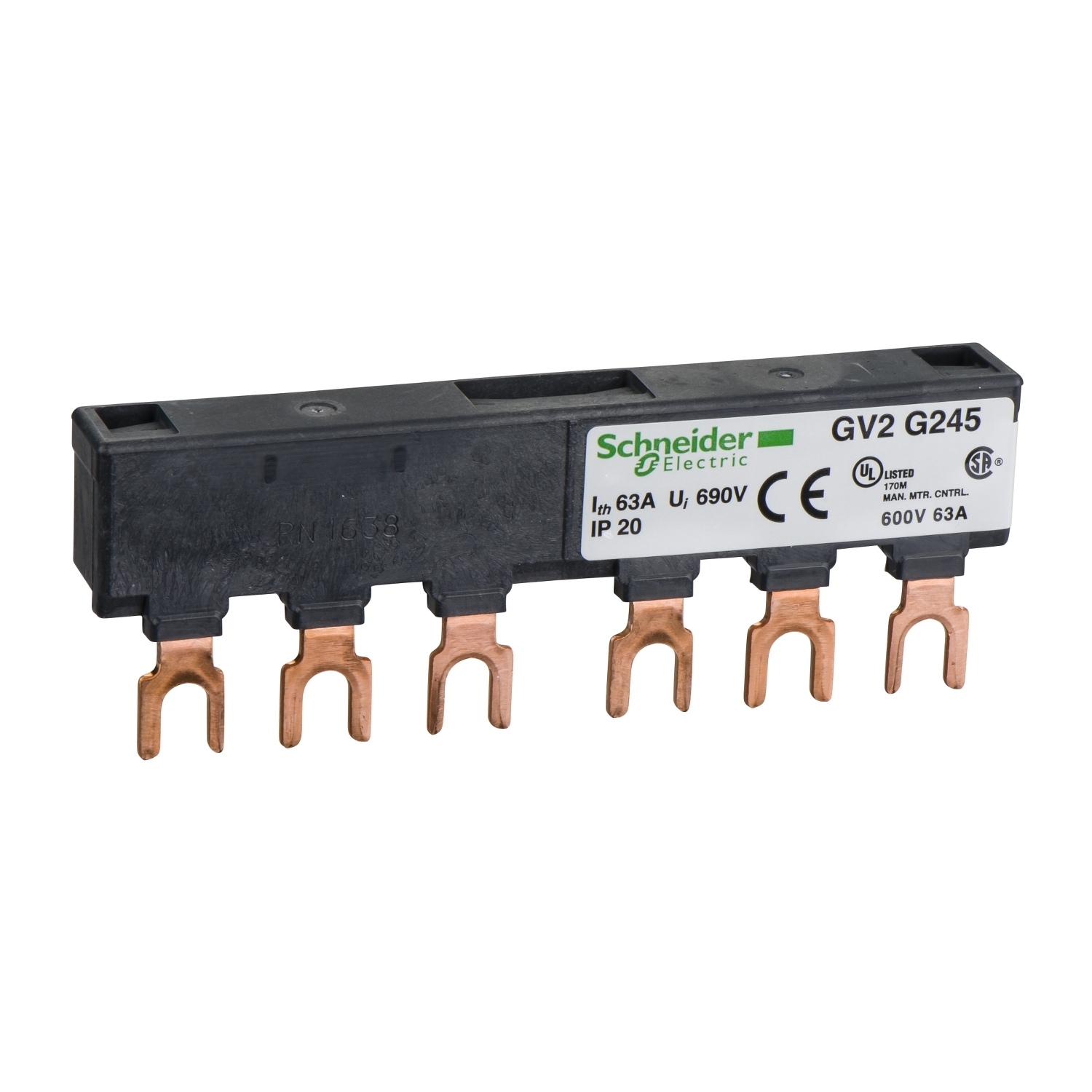 Linergy FT, Comb busbar, 63A, 2 tap-offs, 45mm pitch