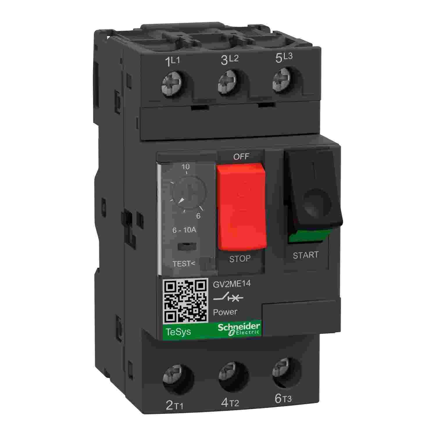 TeSys Deca Manual Starter and Protector, thermal magnetic circuit protector, push buttons, 6 to 10 A, screw clamp
