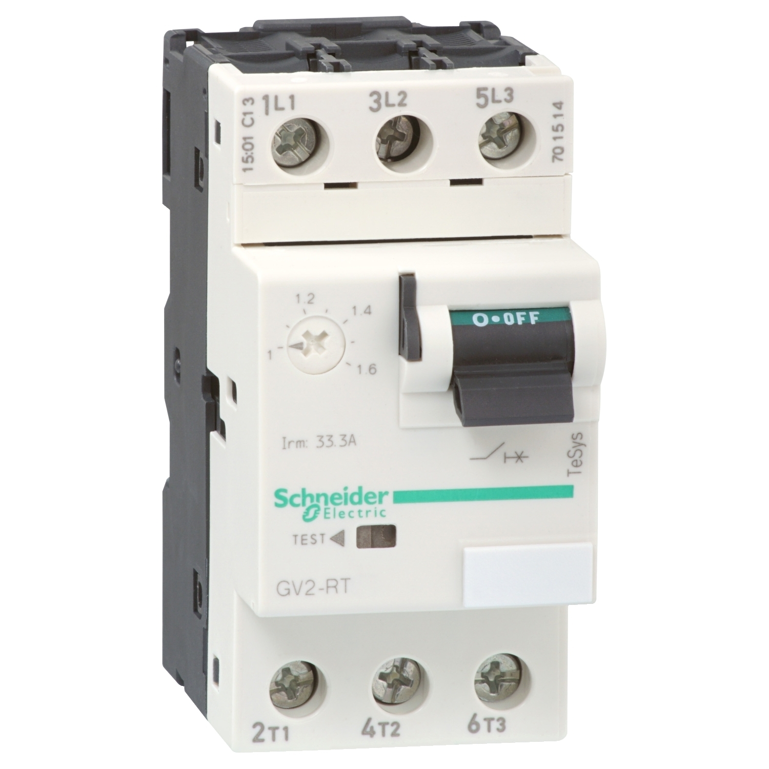 TeSys GV2 Manual Starter and Protector, thermal magnetic circuit protector, toggle switch, 4?6.3 A, screw clamp terminals