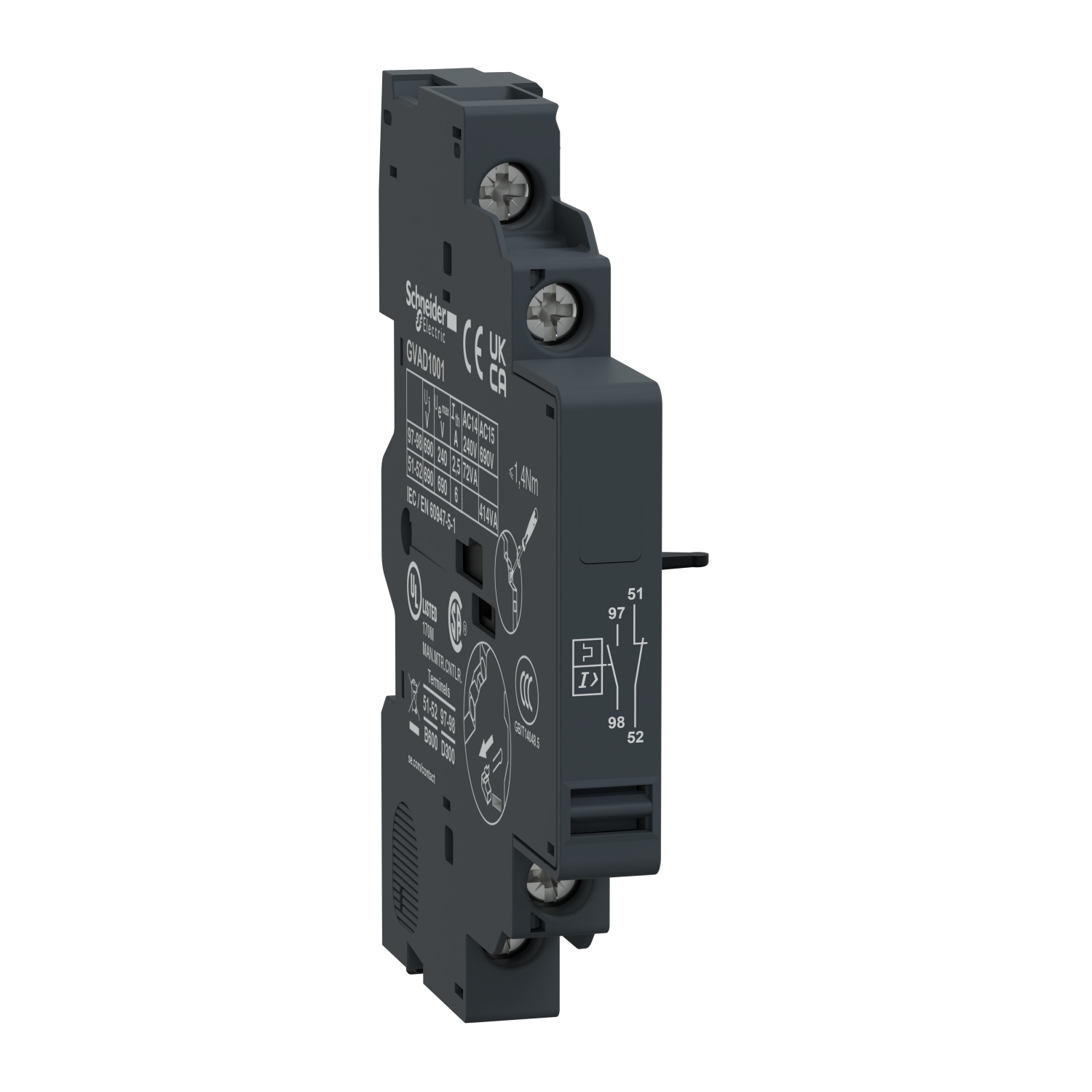 TeSys Deca - auxiliary contact - 1 NC + 1 NO (fault)