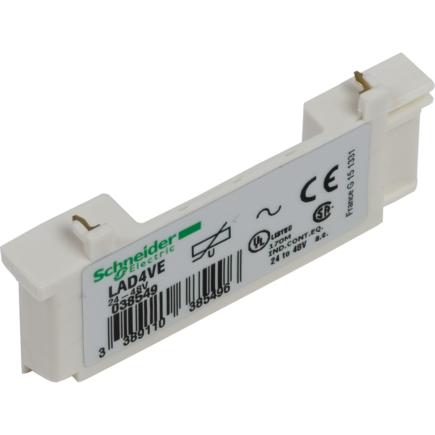 Side clip-on mounting Suppressor Module, R Circuit, 24 to 48Vac, Clip On, TeSys D Series