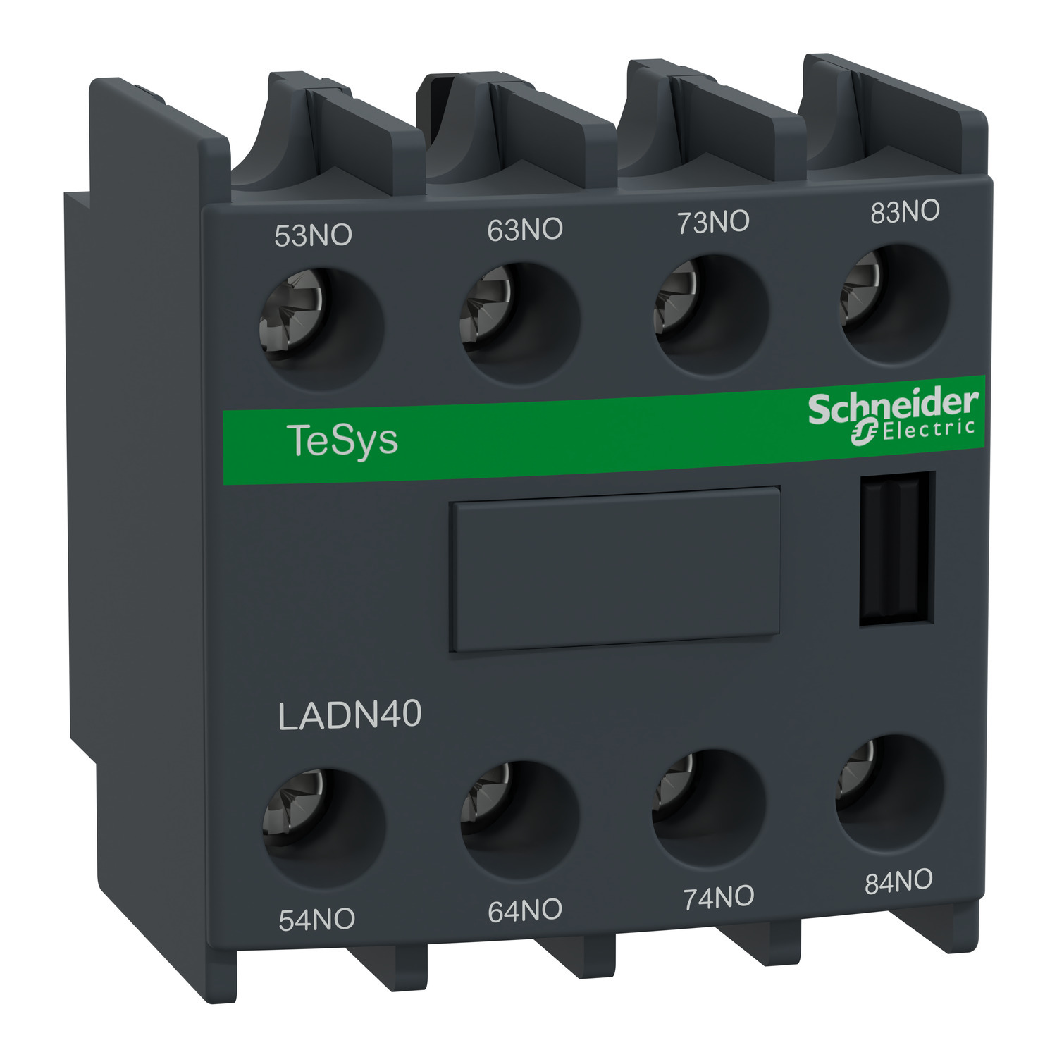 TeSys Deca, auxiliary contact block, 4 NO, top mount, screw clamp terminals, for LC1D09 to LC1D150 contactors