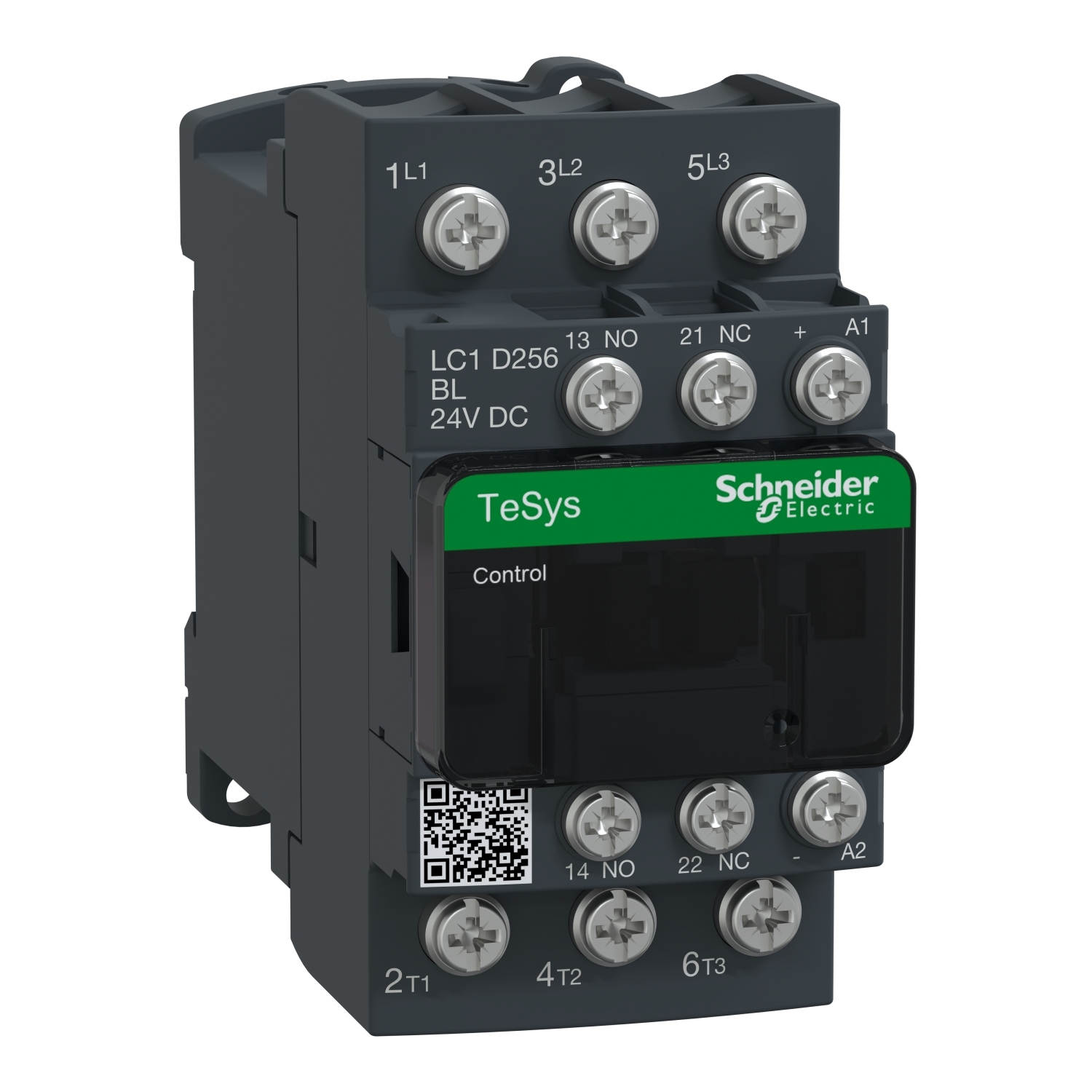 IEC contactor, TeSys Deca, nonreversing, 25A, 15HP at 480VAC, 3 phase, 3 pole, 3 NO, low consumption 24VDC coil, open style