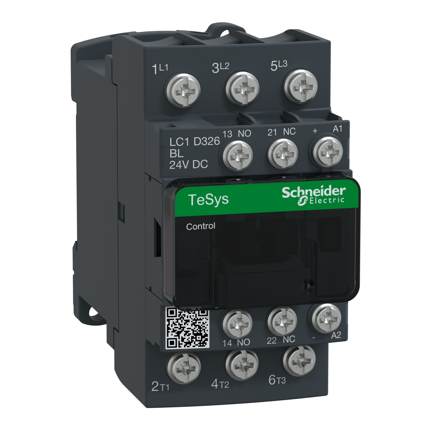 IEC contactor, TeSys Deca, nonreversing, 32A, 20HP at 480VAC, 3 phase, 3 pole, 3 NO, low consumption 24VDC coil, open style