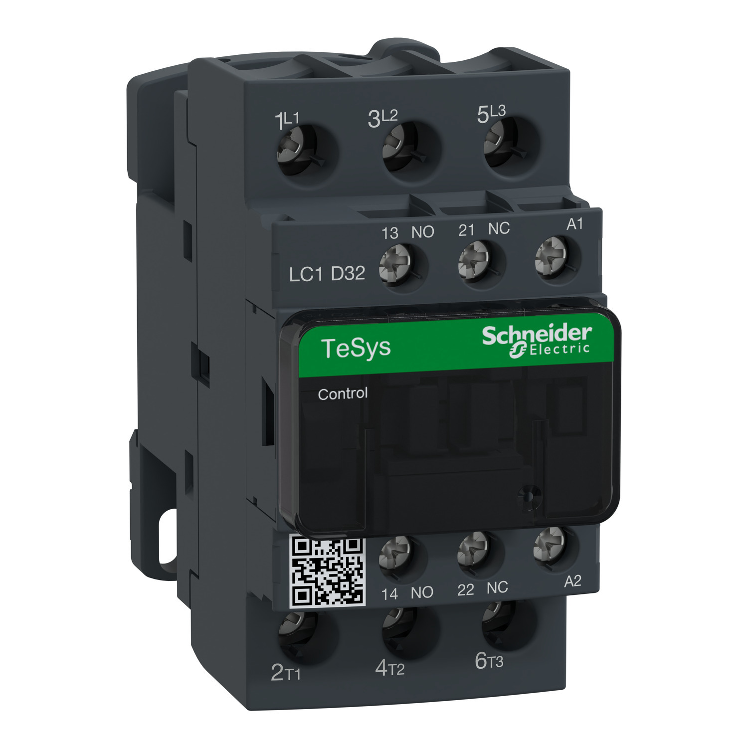 IEC contactor, TeSys Deca, nonreversing, 32A, 20HP at 480VAC, up to 100kA SCCR, 3 phase, 3 NO, 110VAC 50/60Hz coil, open