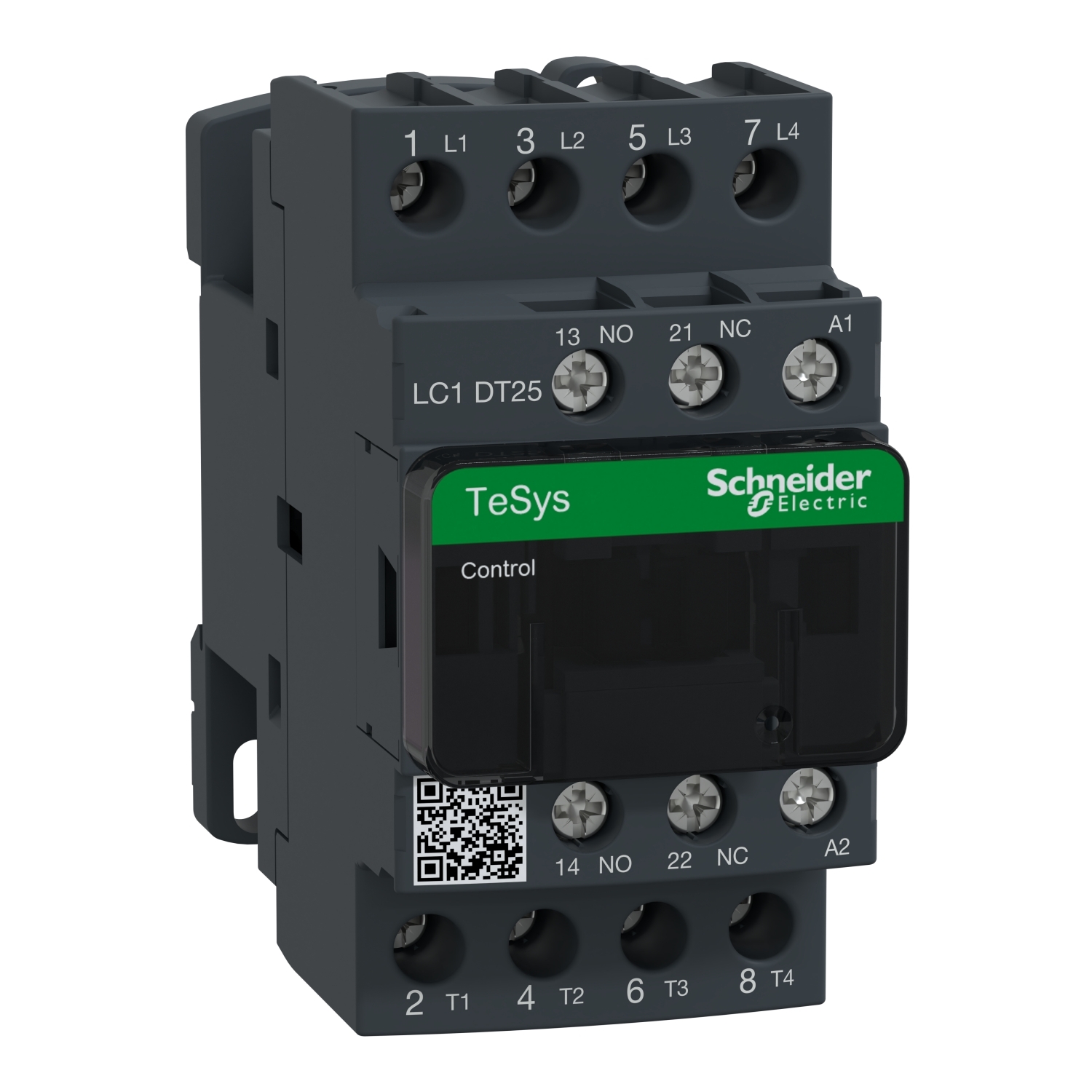 IEC contactor, TeSys Deca, nonreversing, 25A resistive, 4 pole, 4 NO, 24VAC 50/60Hz coil, open style