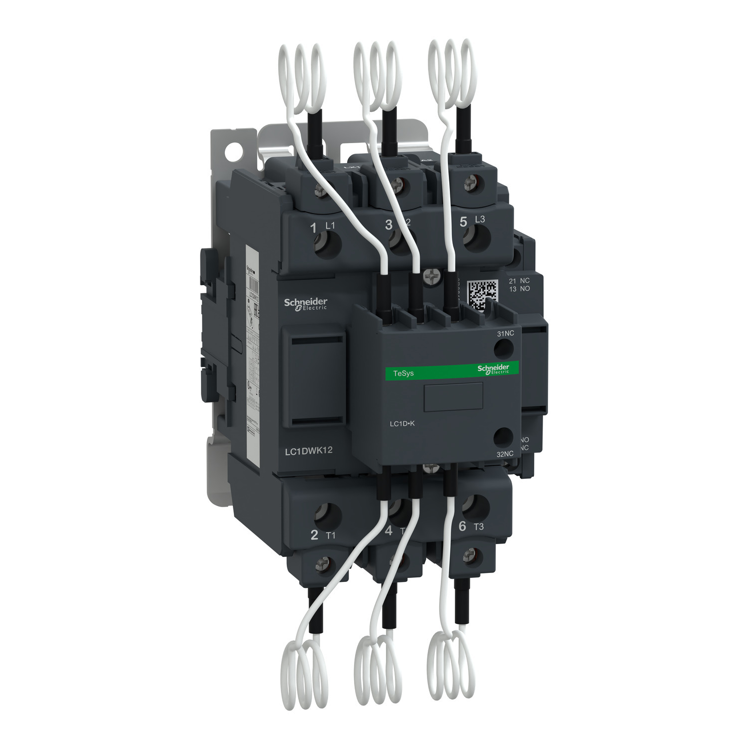 Capacitor contactor, Tesys Deca, 63kVAR at 400/415V 50Hz, 120V AC 50/60Hz coil, screw clamp terminals