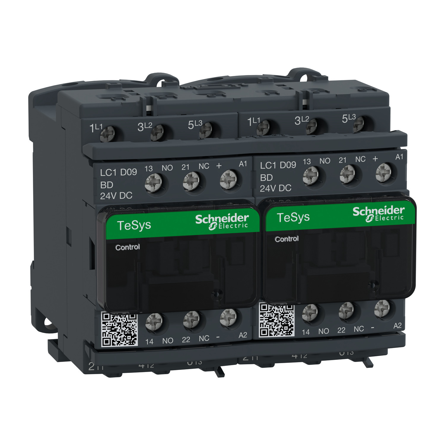 TeSys Deca reversing contactor - 3P(3 NO) - AC-3 - <= 440 V 9 A - 24 V DC coil