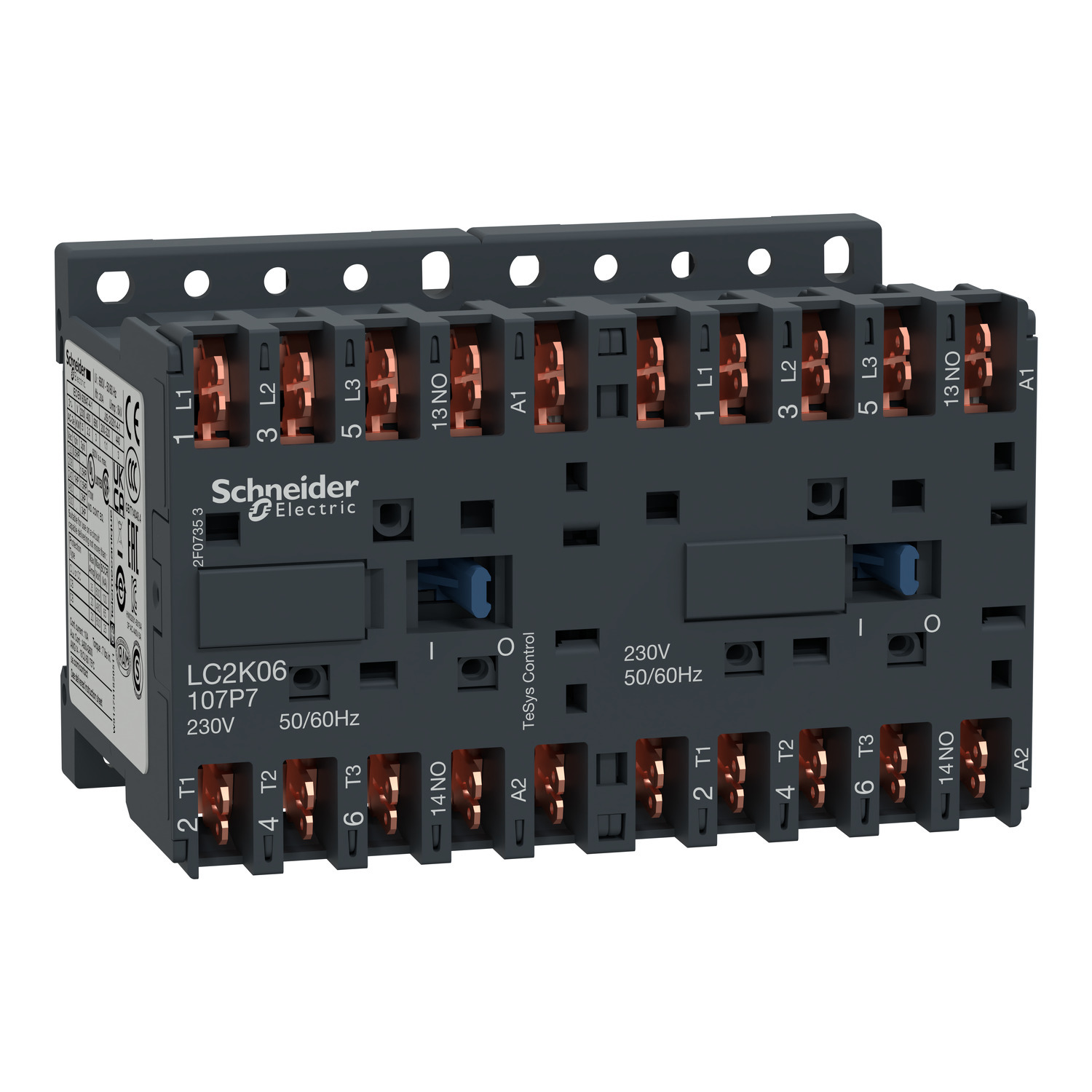 Reversing contactor, TeSys K, 3P, AC-3, lt or eq to 440V 9A, 1 NO, 24VAC coil
