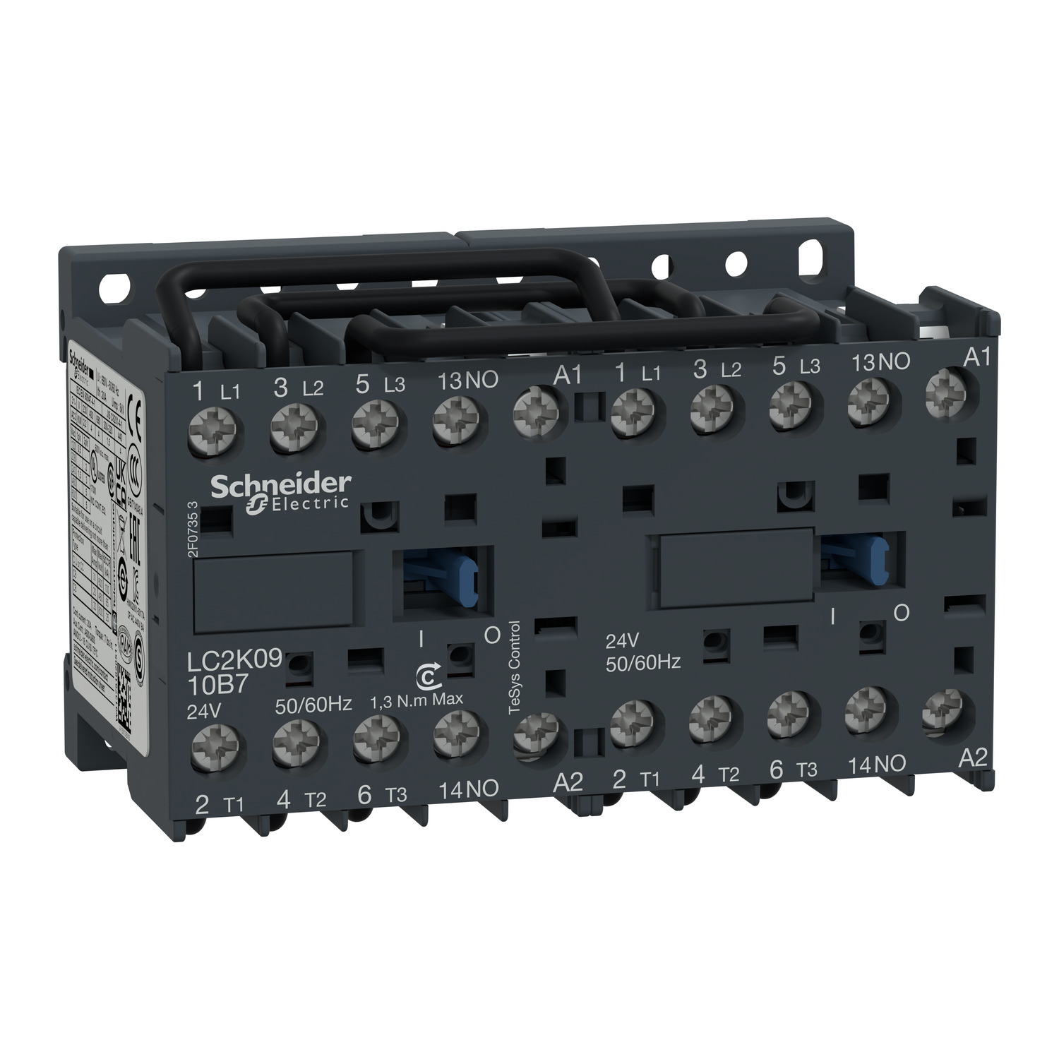 Reversing contactor, TeSys K, 3P, AC-3, lt or eq to 440V 9A, 1 NO, 24VAC coil