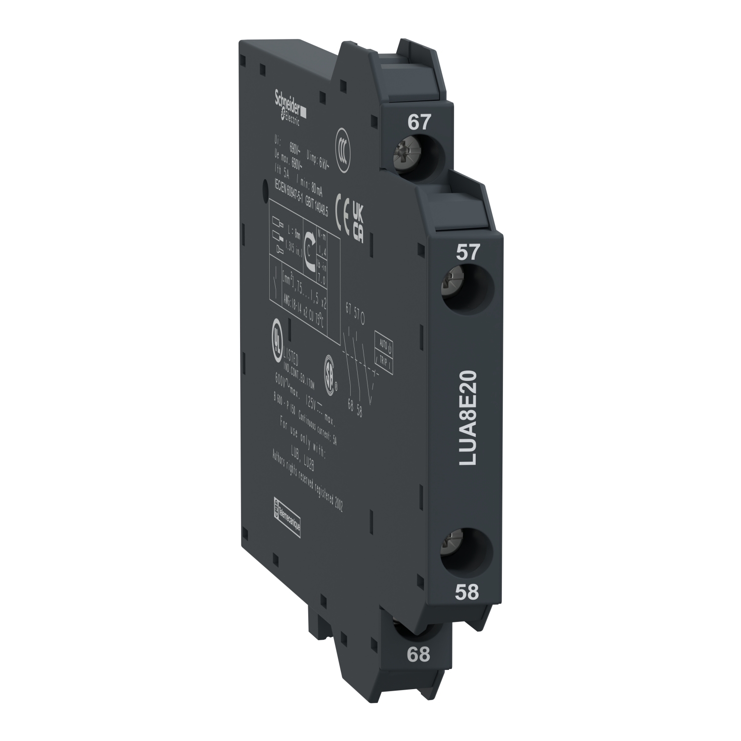 Auxiliary contact, TeSys Ultra, 2NO, 690VAC/DC, for Start-stop signalling, Screw clamp terminals