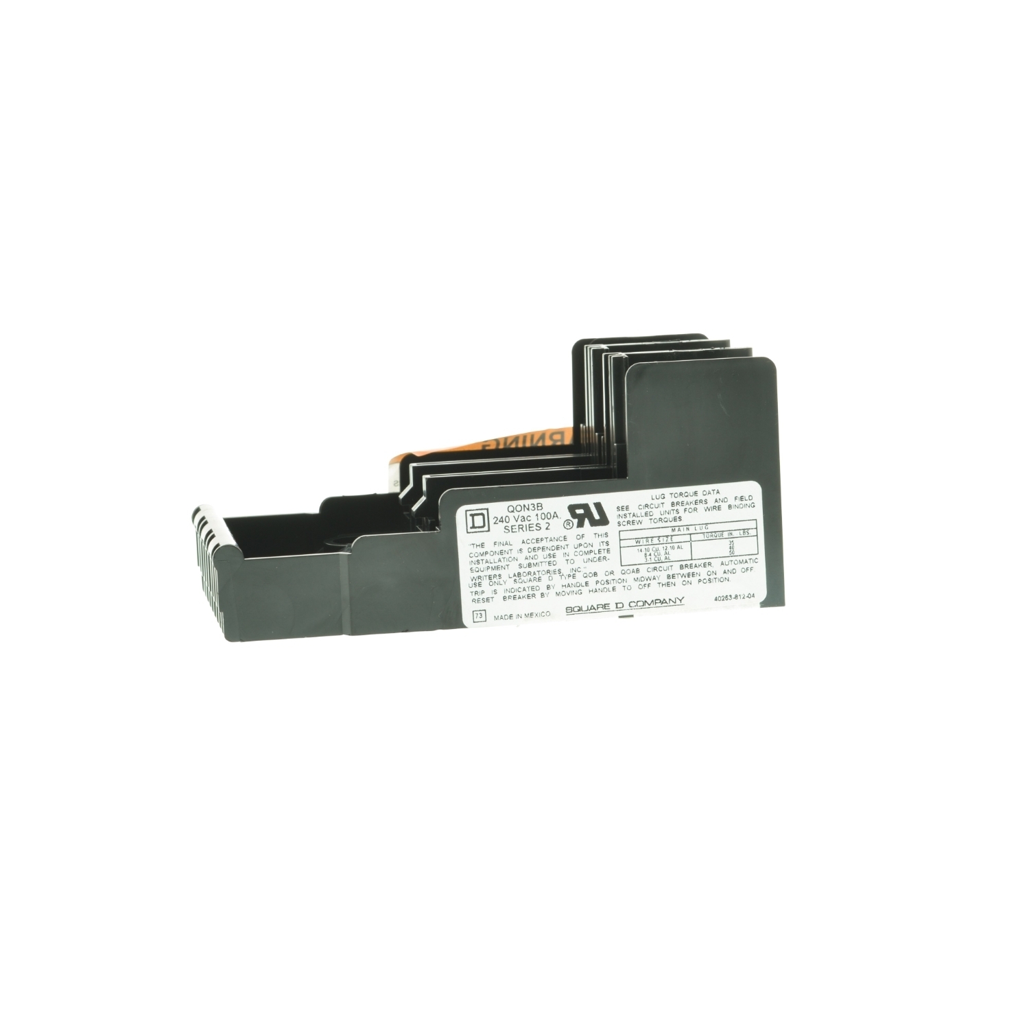 Load center interior, QO, mounting base, 3 phase, 3 spaces, 100A main lugs, OEM
