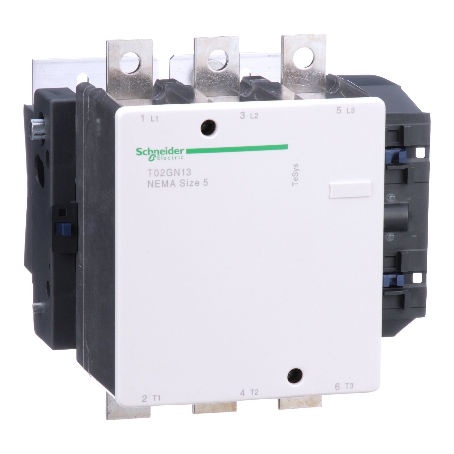 NEMA Contactor, TeSys N, nonreversing, Size 5, 270A, 200HP at 460VAC, 3 pole, 3 phase, 120VAC 50/60Hz coil, open