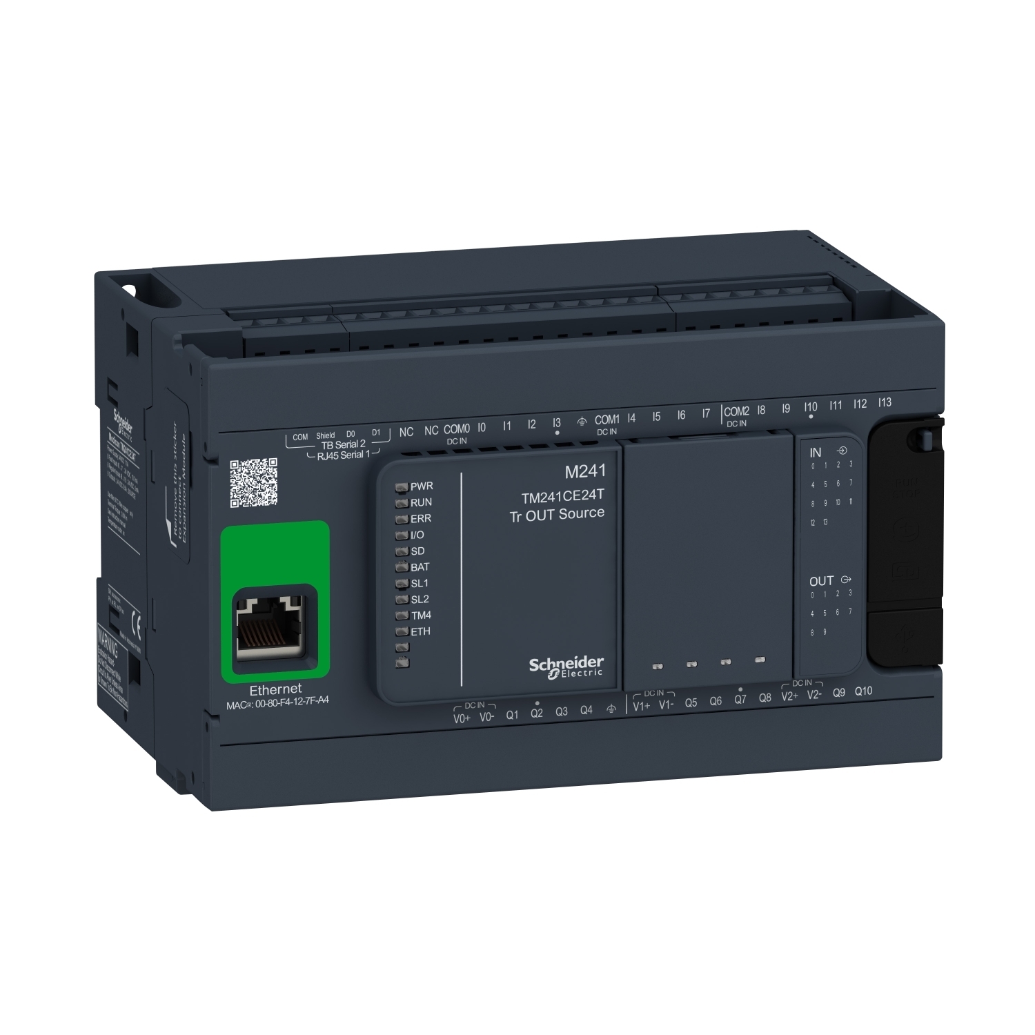 logic controller, Modicon M241, 24 IO, transistor, PNP, Ethernet