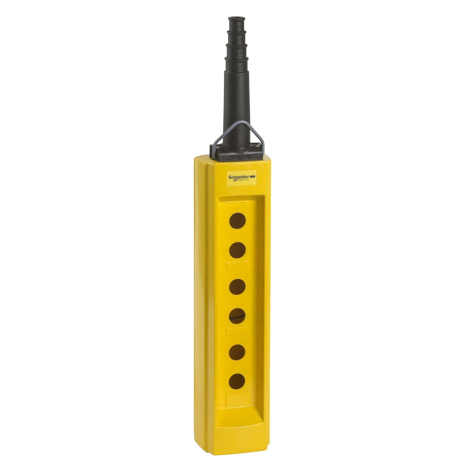 Empty pendant control station, Harmony XAC, plastic, yellow, 6 cut outs, for cable 10...22mm