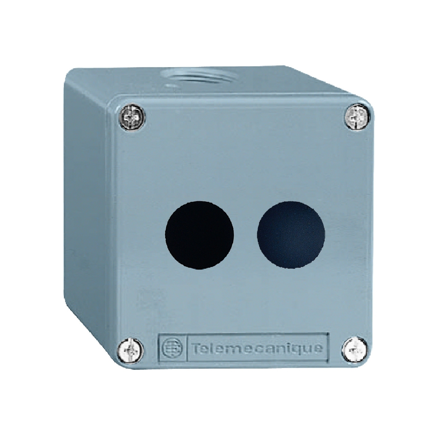 22mm push button, Harmony XALD, empty grey enclosure, die cast zinc alloy, 2 openings, vertical mount, NEMA 4, 13