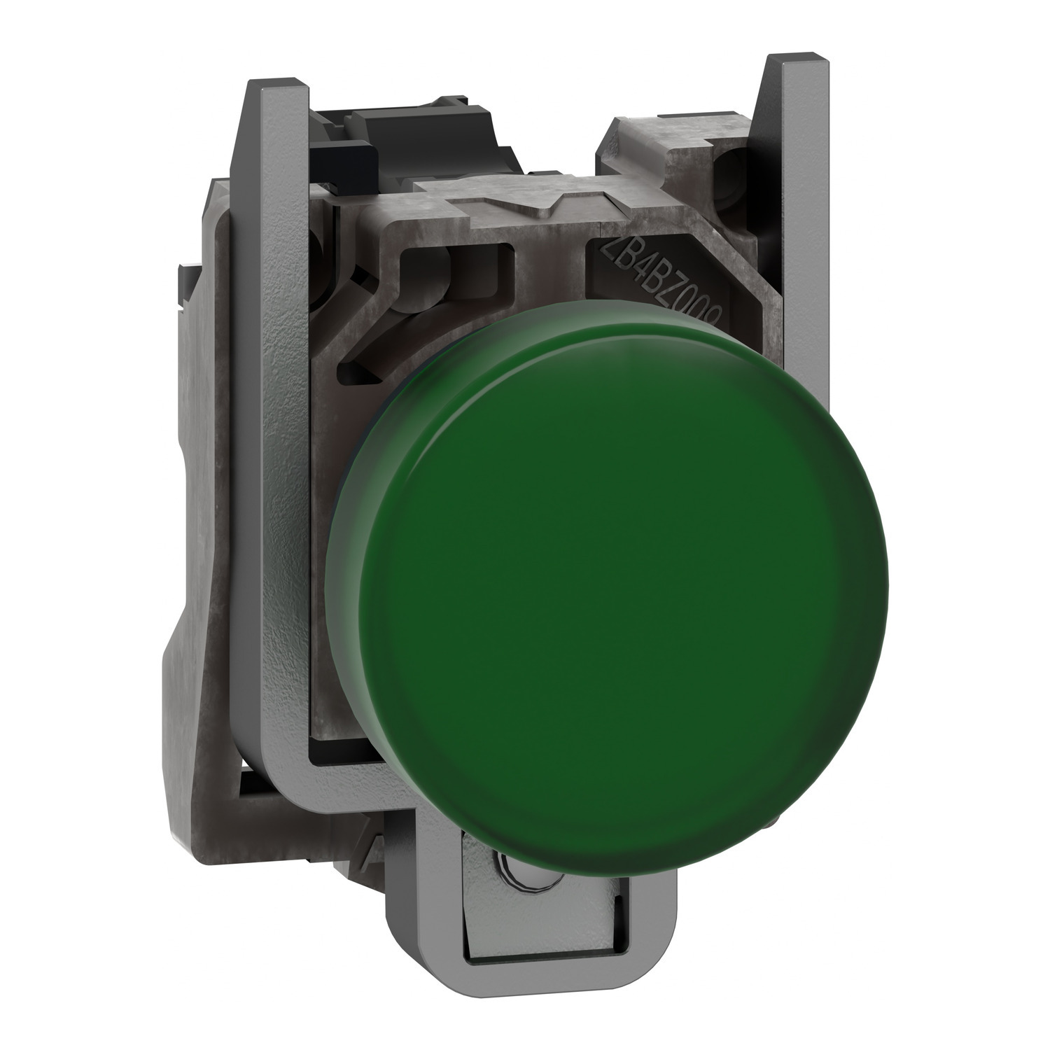 Pilot light, Harmony XB4,metal, green, 22mm, universal LED, plain lens, 24V AC DC