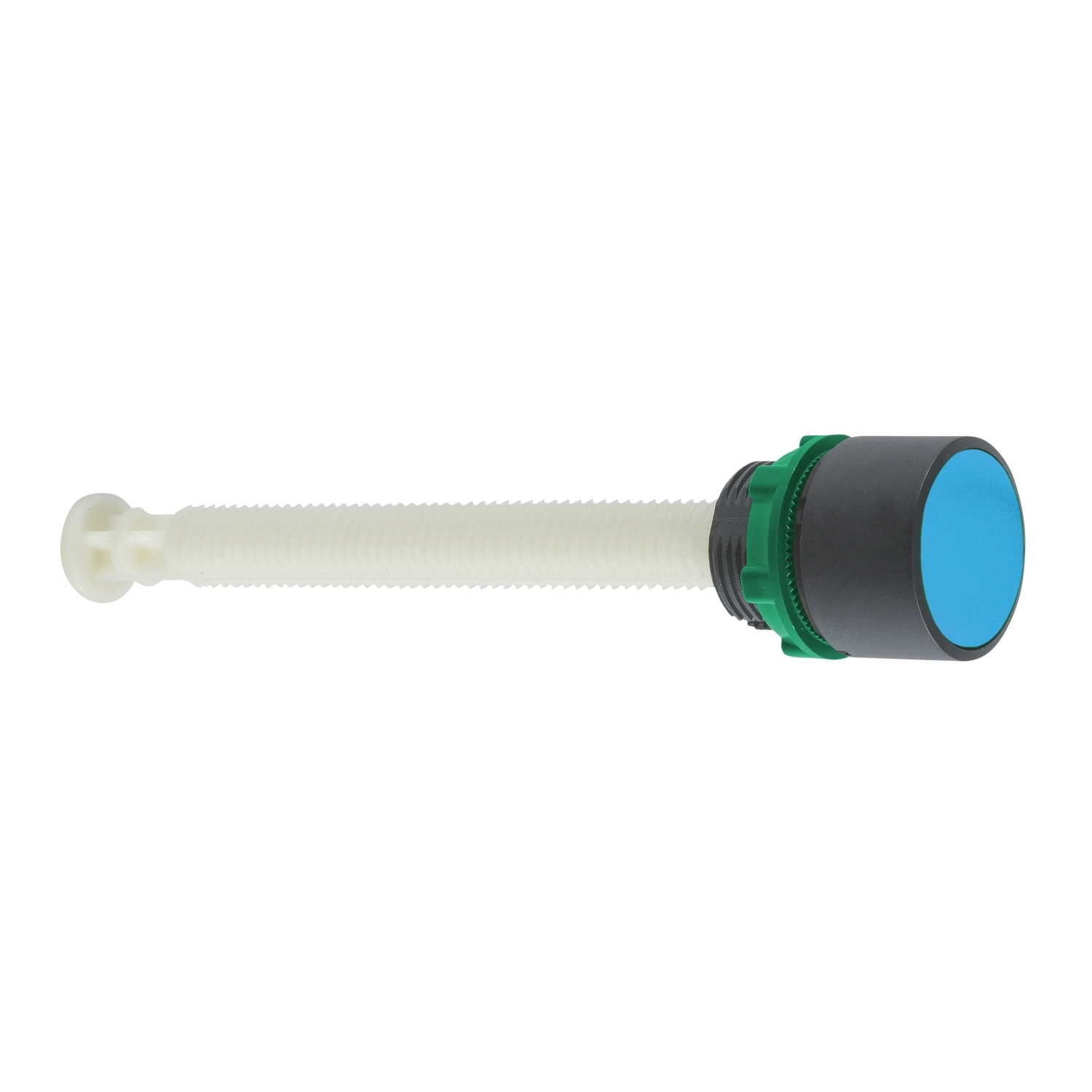 Manual overload reset push button, Harmony XB5, plastic, for 120...257mm actuation distance, flush, blue, 22mm, marked R
