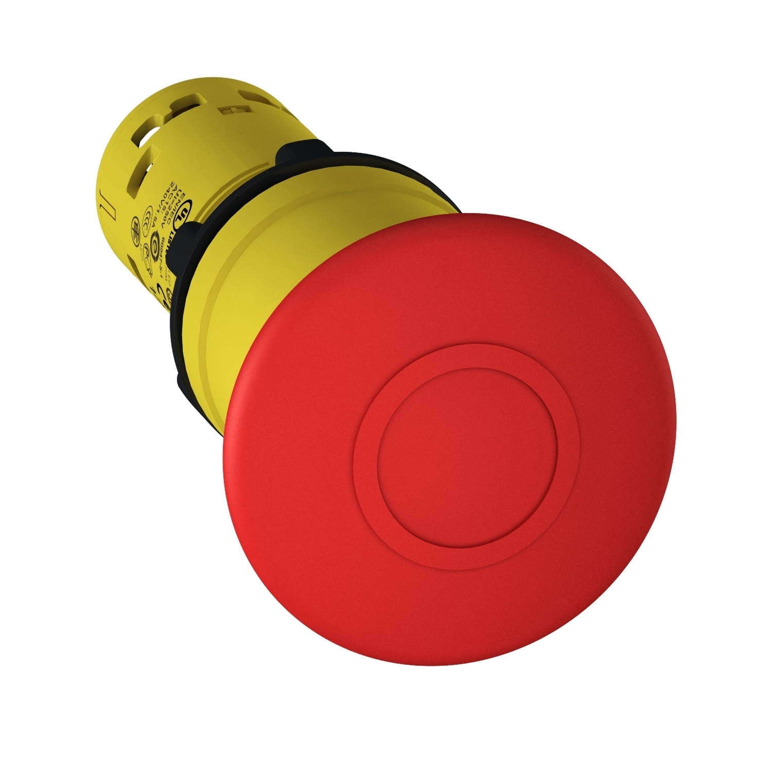 Monolithic emergency stop, Harmony XB7, plastic, red mushroom 40mm, 22mm, latching push pull, 1NO+1NC