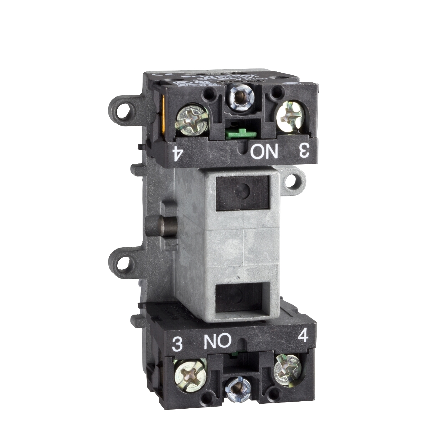 Contact block, Harmony XAC, double contact, latching, single speed, front mounting, 1NO + 1NC