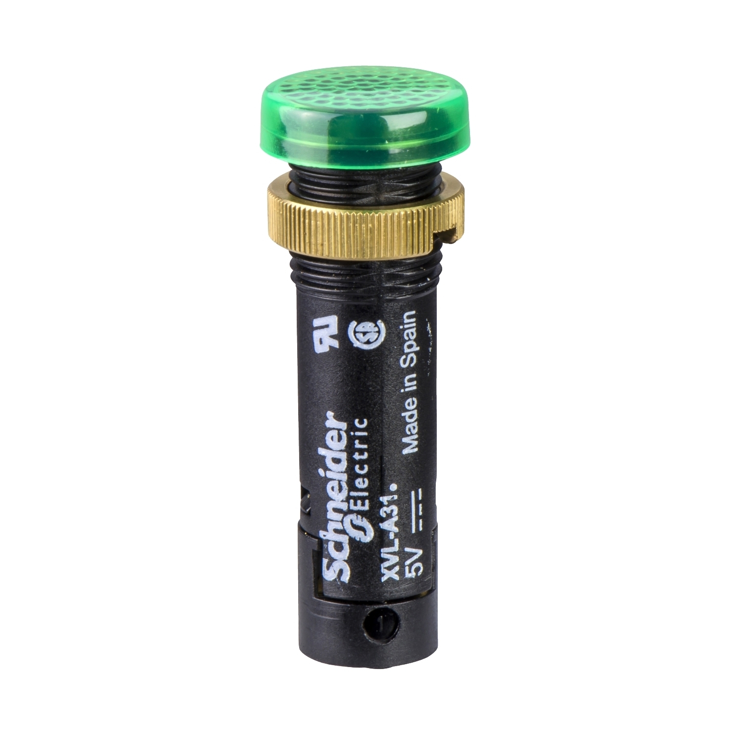 Pilot light, Harmony XVL, plastic, green, 12mm, covered LED, 24V DC