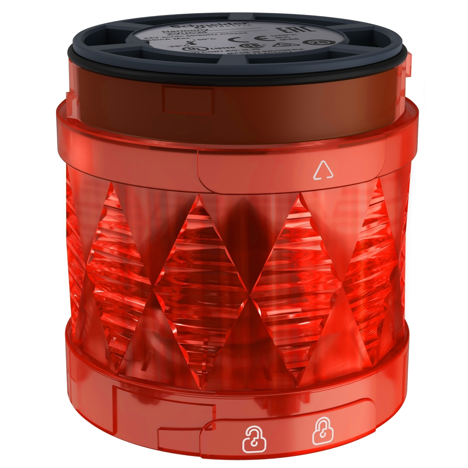 Modular tower light, Harmony XVU, illuminated LED units, red, 60, steady, IP65, 24V AC DC