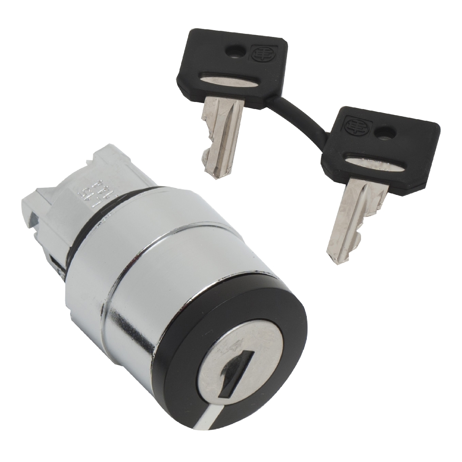 Key switch selector head, Harmony XB4, metal, black, 22mm, key 421E, 2 positions, stay put