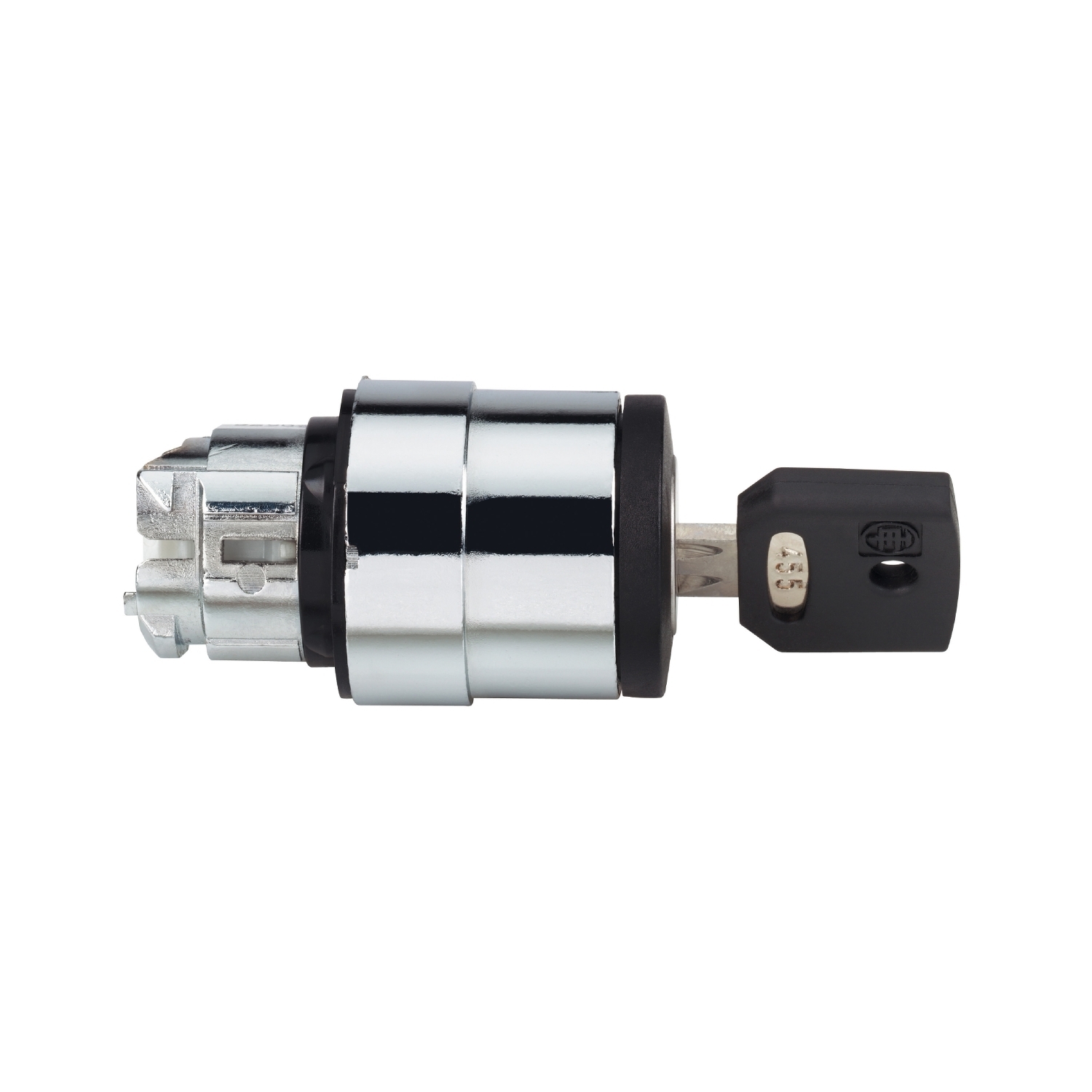 Key switch selector head, Harmony XB4, metal, black, 22mm, key 455, 3 positions, stay put