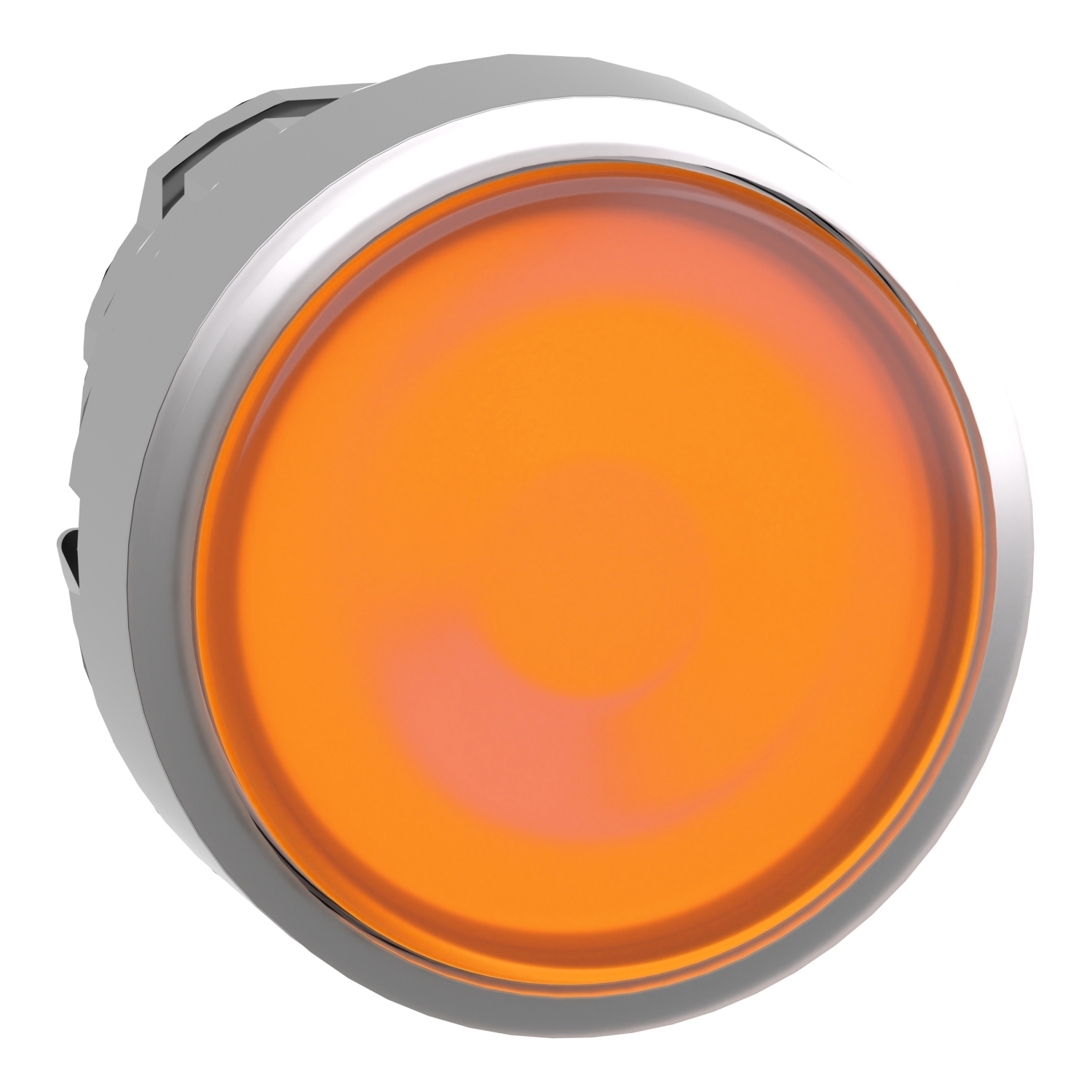Head for illuminated push button, Harmony XB4, metal, orange flush, 22mm, universal LED, push push, unmarked