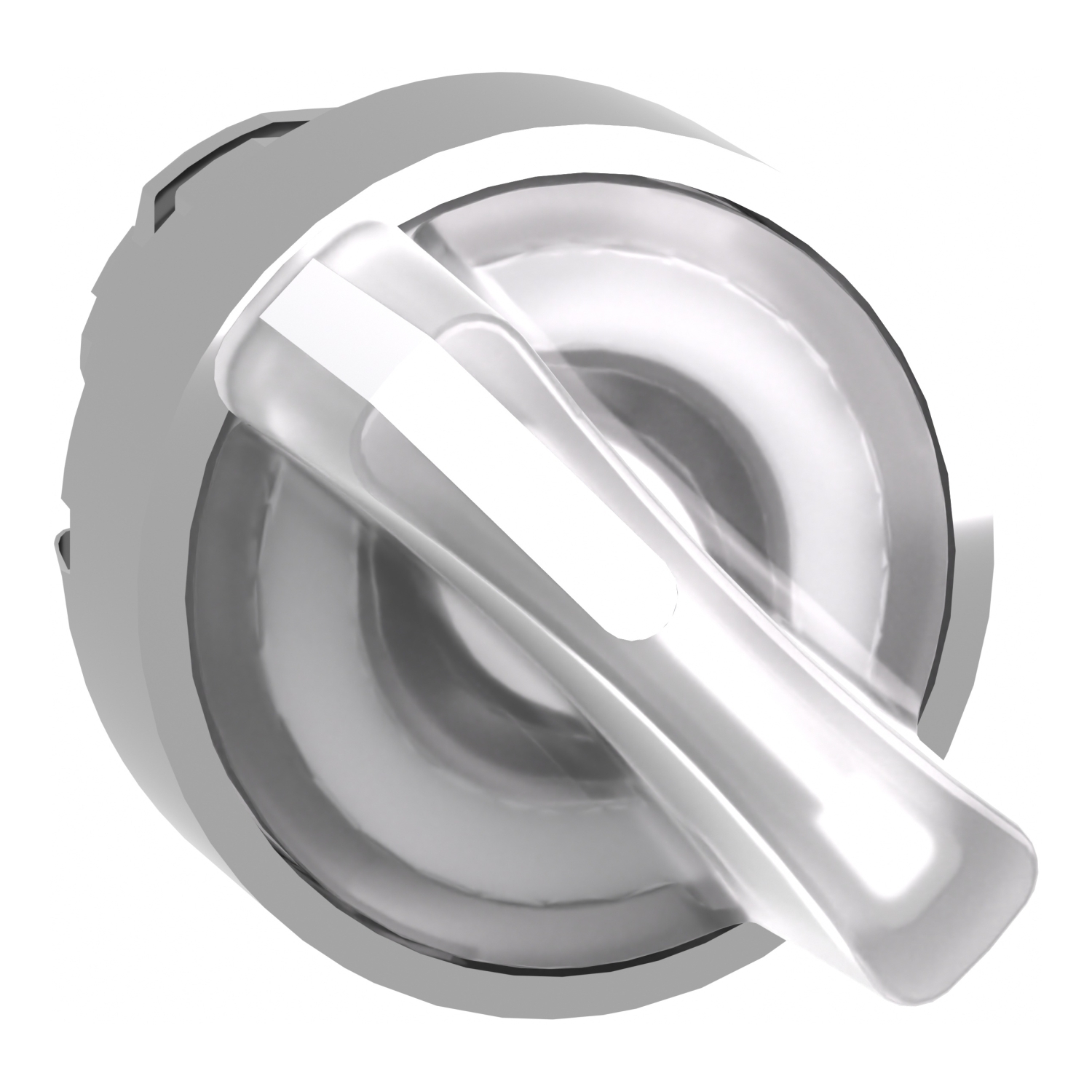 Head for illuminated selector switch, Harmony XB4, metal, white handle, 22mm, universal LED, 2 positions, stay put