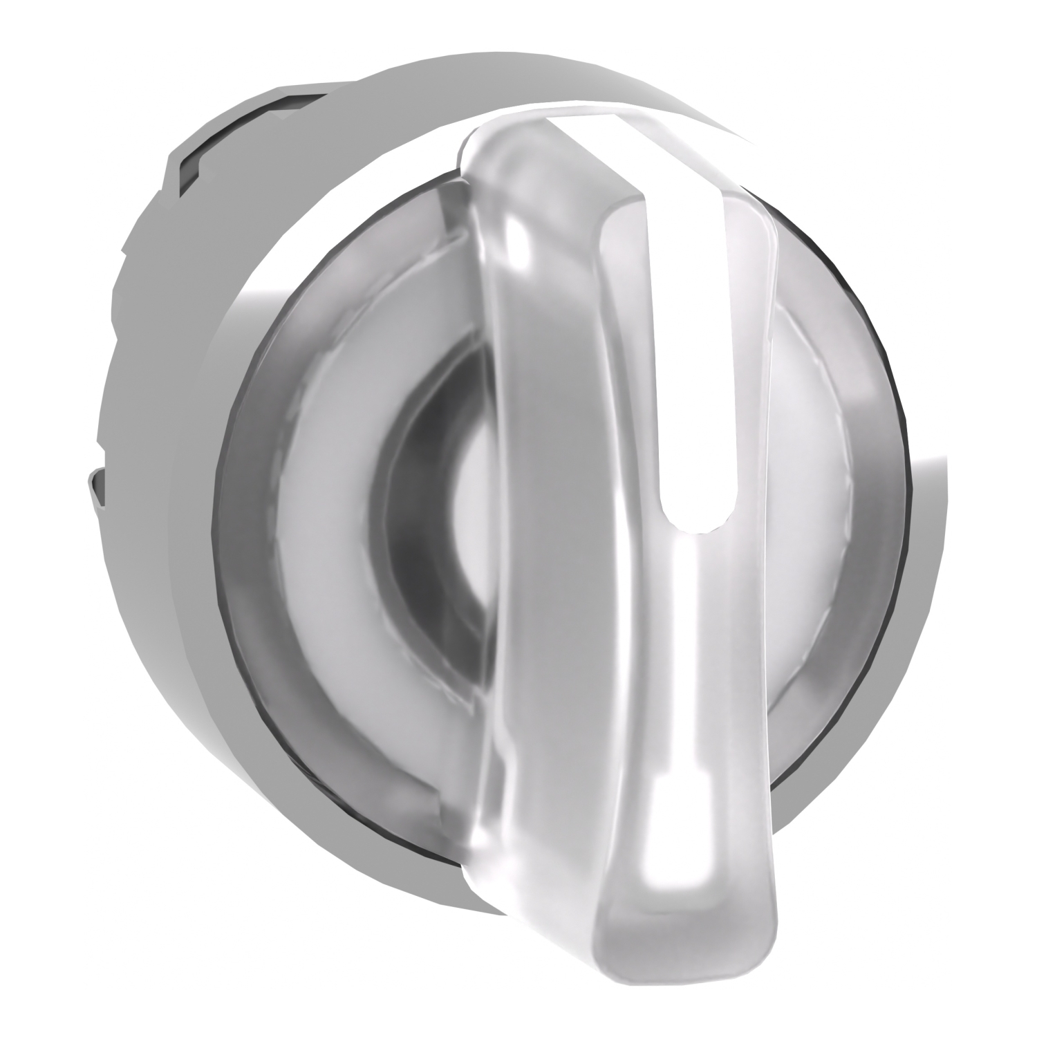 Head for illuminated selector switch, Harmony XB4, chromium metal, white handle, 22mm, universal LED, 3 positions