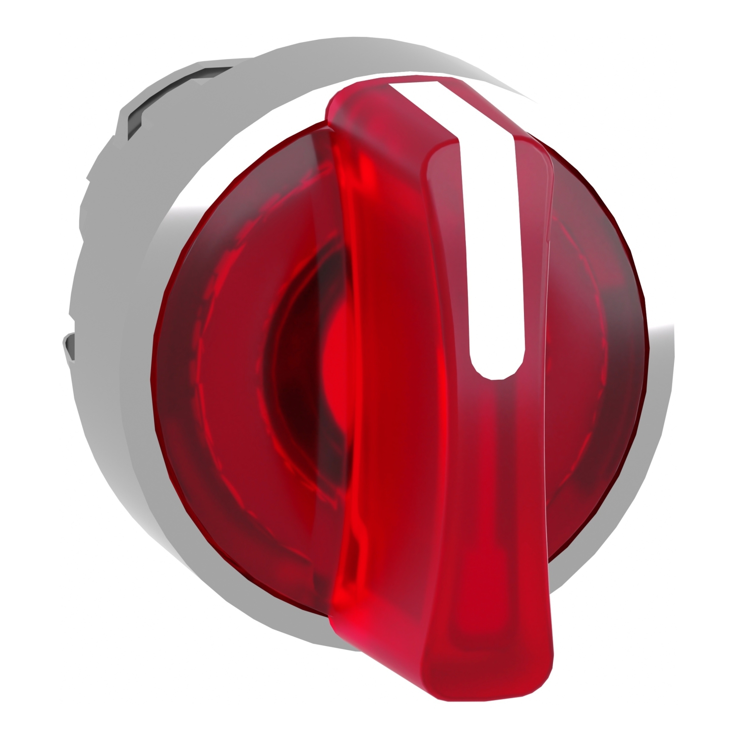 Head for illuminated selector switch, Harmony XB4, chromium metal, red handle, 22mm, universal LED, 3 positions, stay put