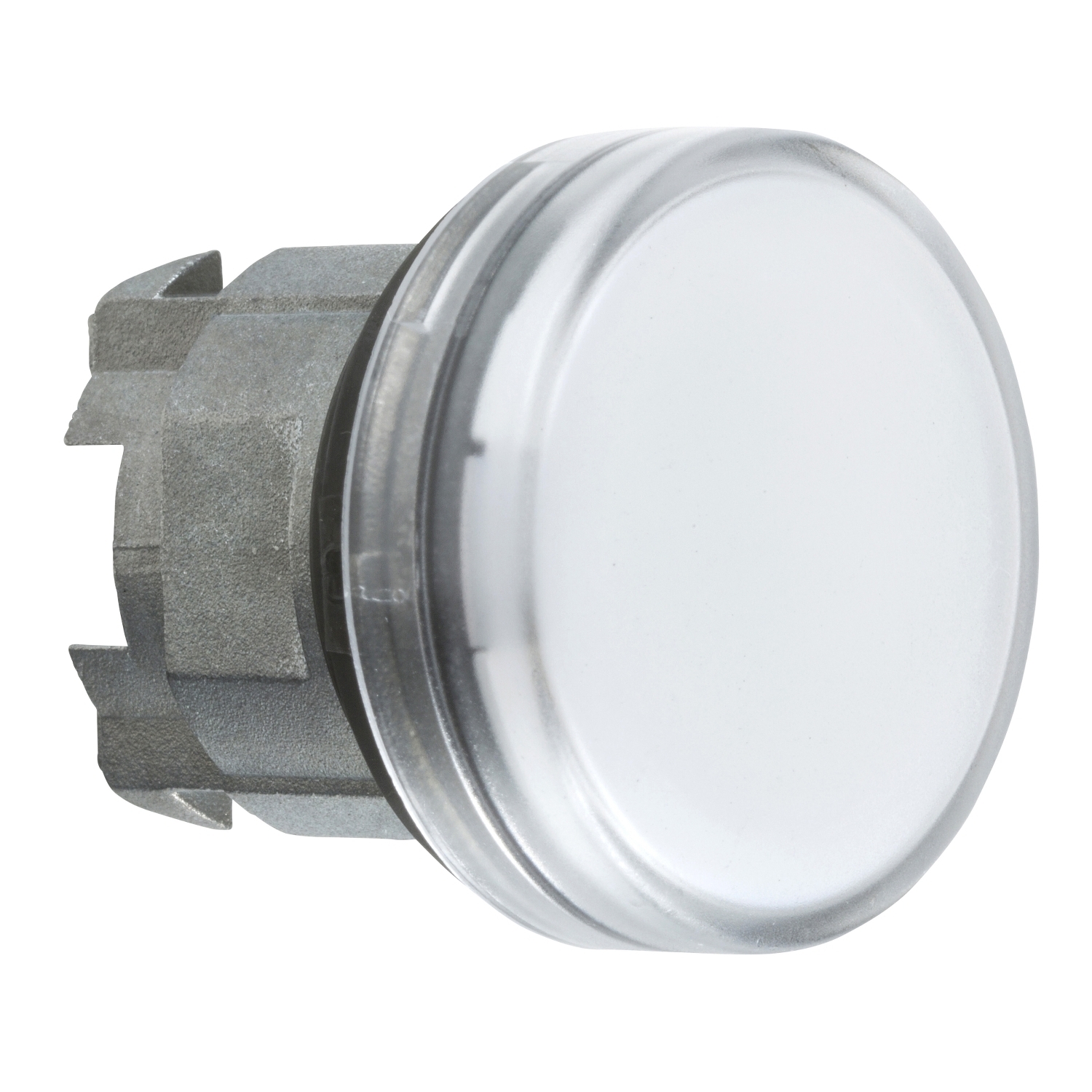 Head for pilot light, Harmony XB4, metal, white, 22mm, plain lens for BA9s bulb
