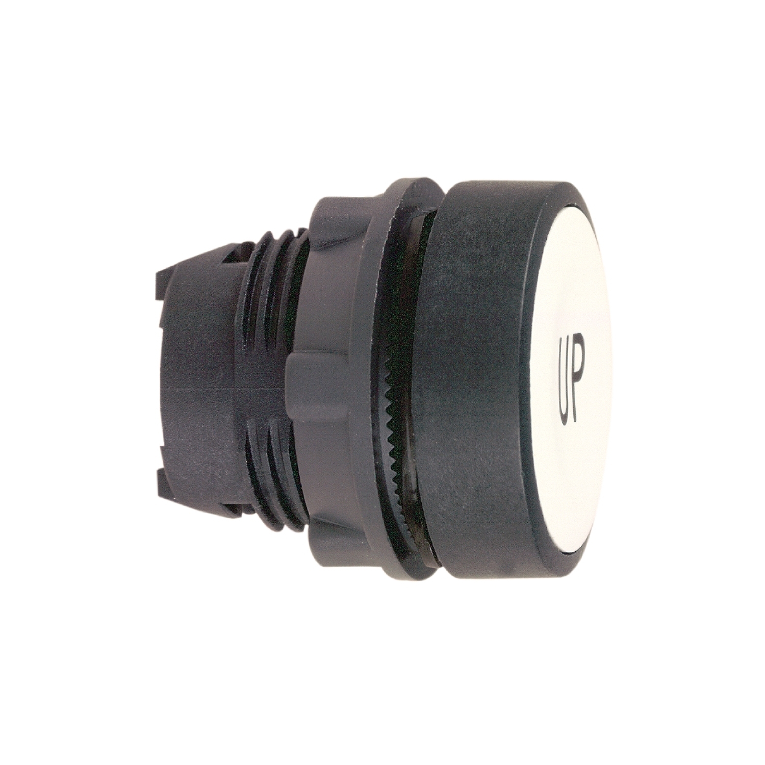 Head for non illuminated push button, Harmony XB5, white flush, 22mm, spring return, white marked UP