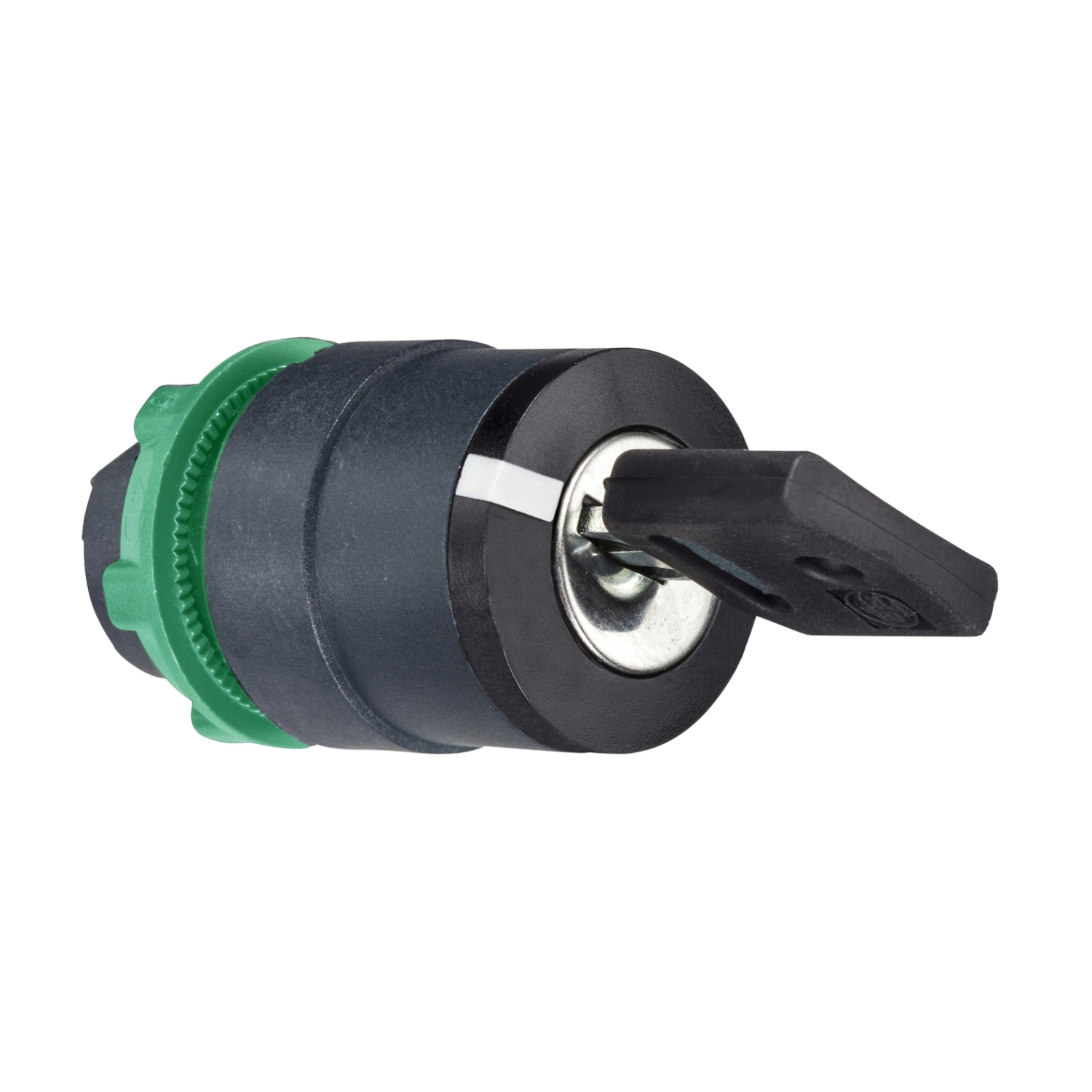 Head for key selector switch, Harmony XB5, plastic, black, 22mm, key 455, 2 positions, spring return right to left