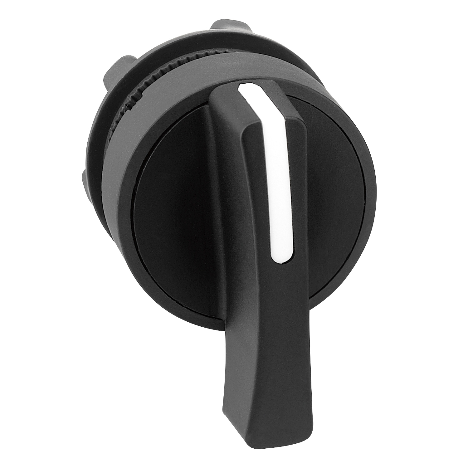 Head for selector switch, Harmony XB5, plastic, black, 22mm, long handle, 3 positions, spring return to center