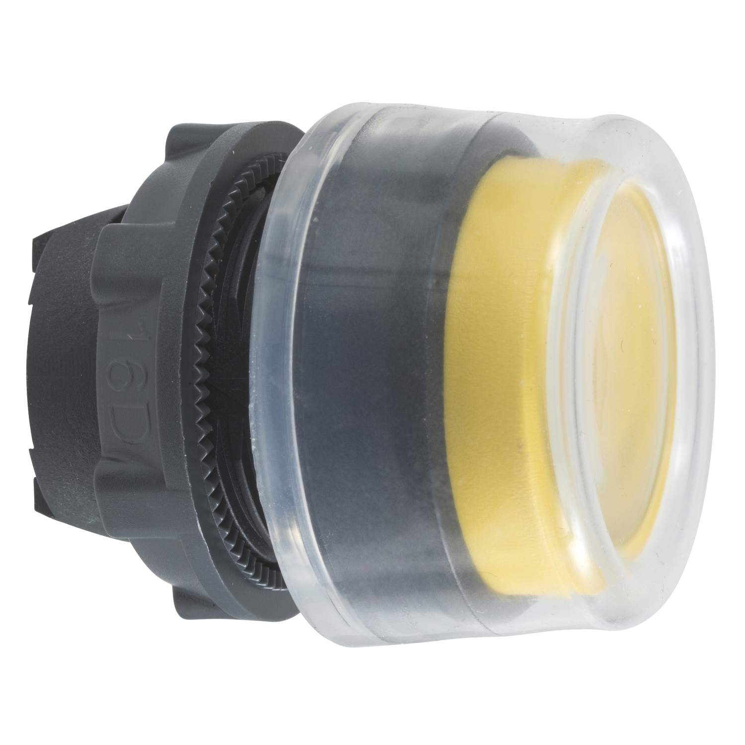 Head for non illuminated push button, Harmony XB5, plastic, projecting, yellow, 22mm, spring return, booted, unmarked