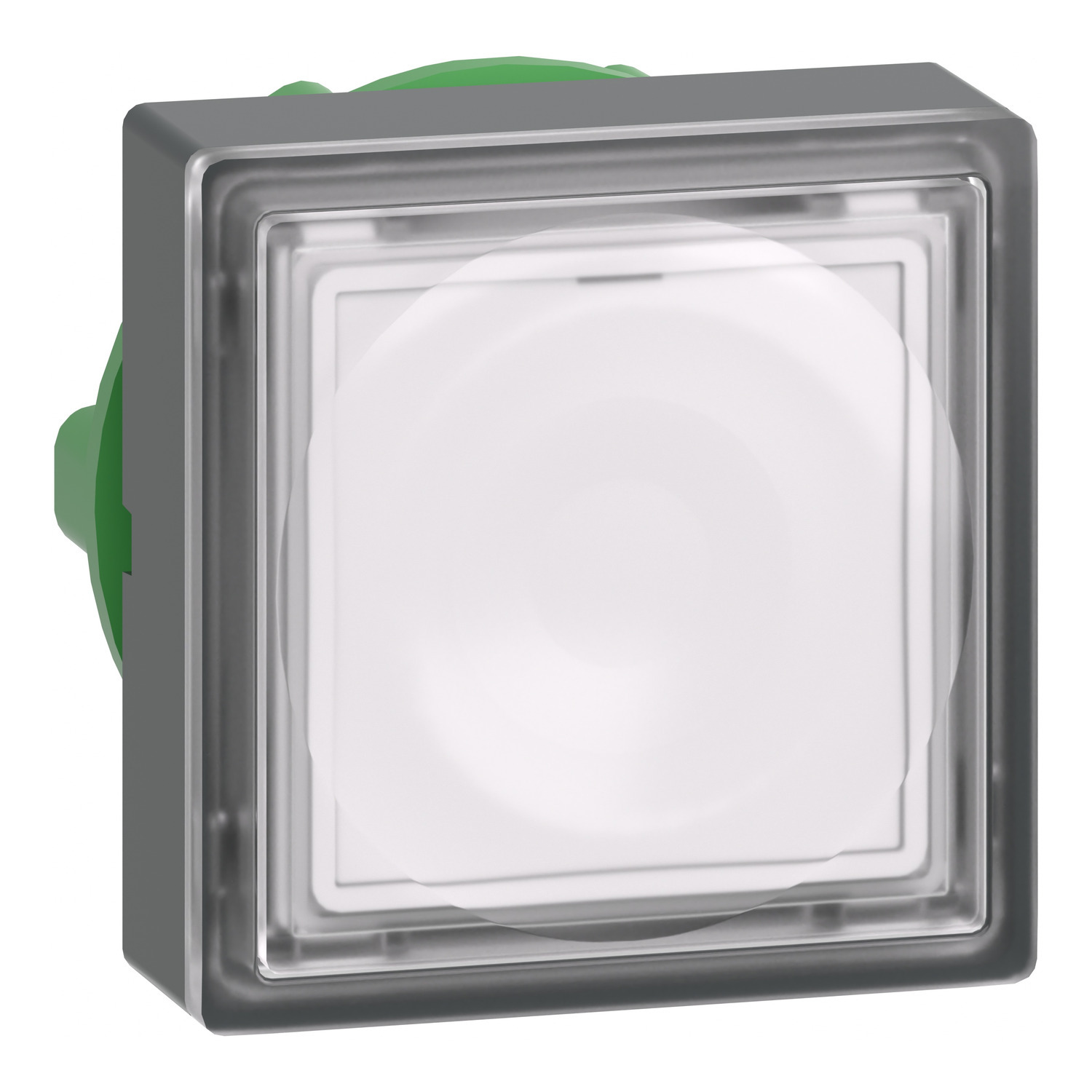 Head for illuminated push button, Harmony XB5, plastic, white square flush, 22mm, universal LED, for insertion of legend