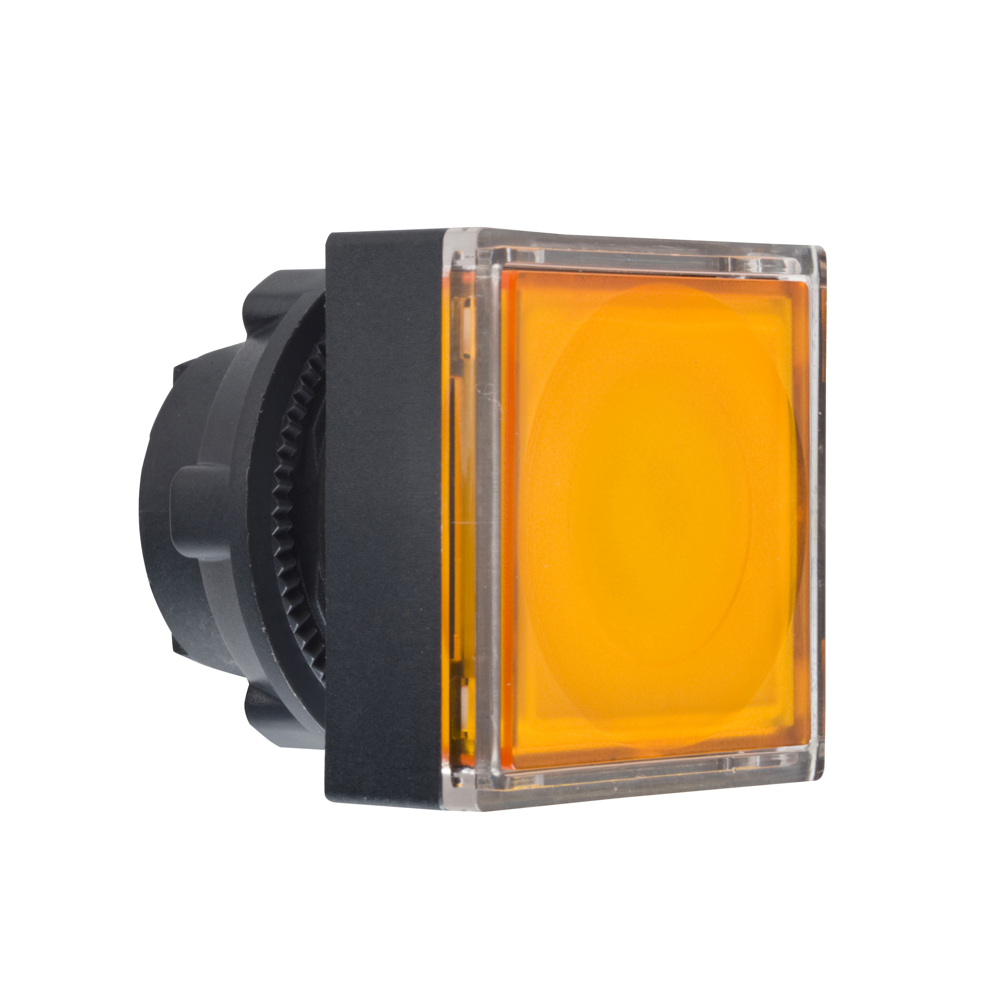 Head for illuminated push button, Harmony XB5, orange square flush illum pushbutton 22 mm spring return integral LED