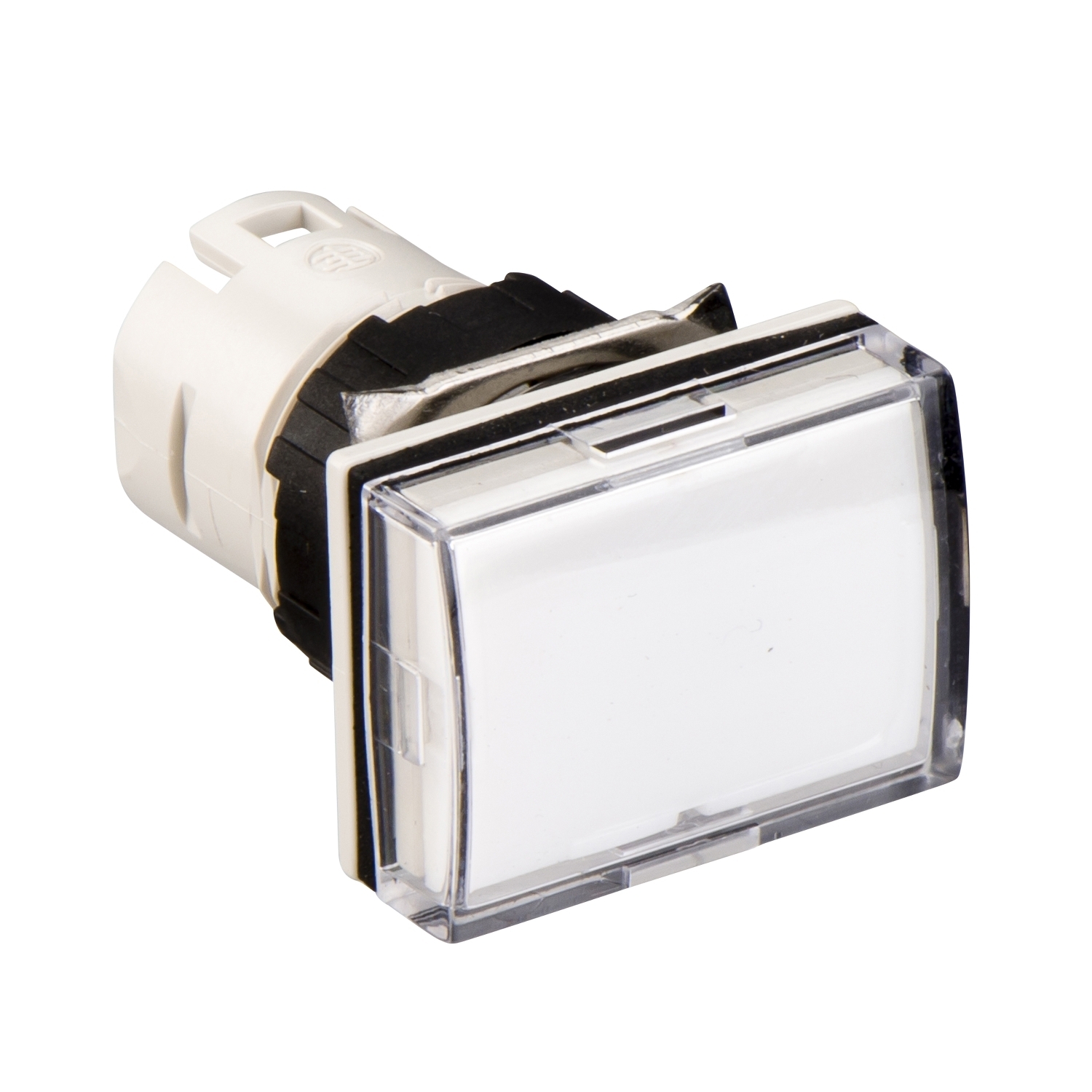 Head for pilot light, Harmony XB6, rectangular white, 16mm, integral LED