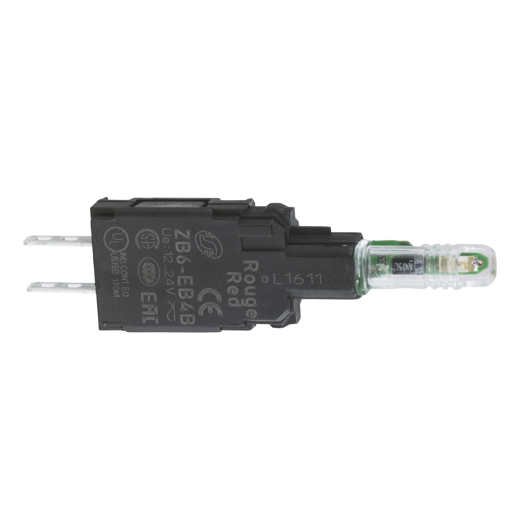 Complete body for pilot lights, Harmony XB6, red light block with body/fixing collar with integral LED 12...24 V